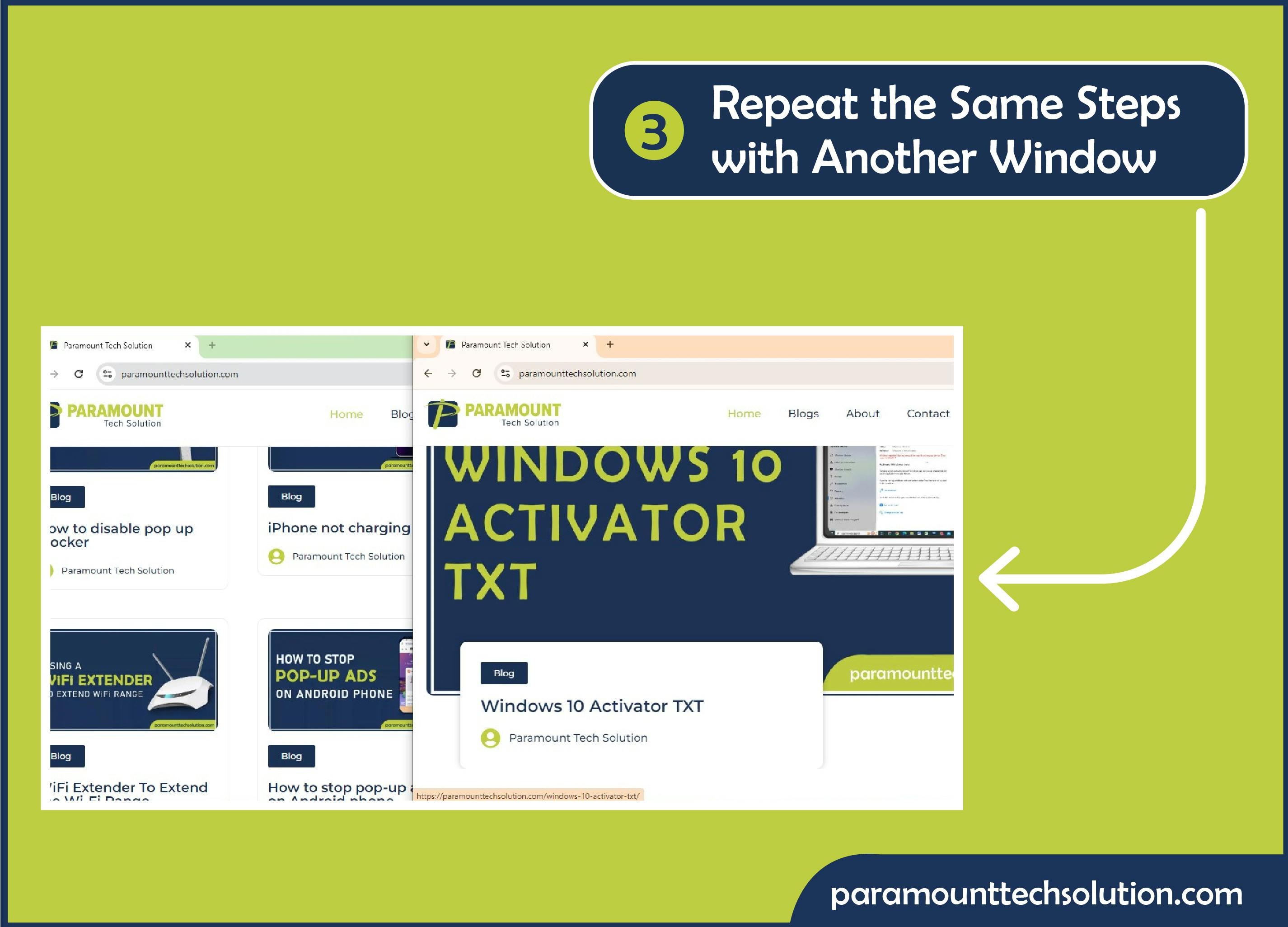To split 2 windows side by side, repeat the same steps with another Window on the opposite side.