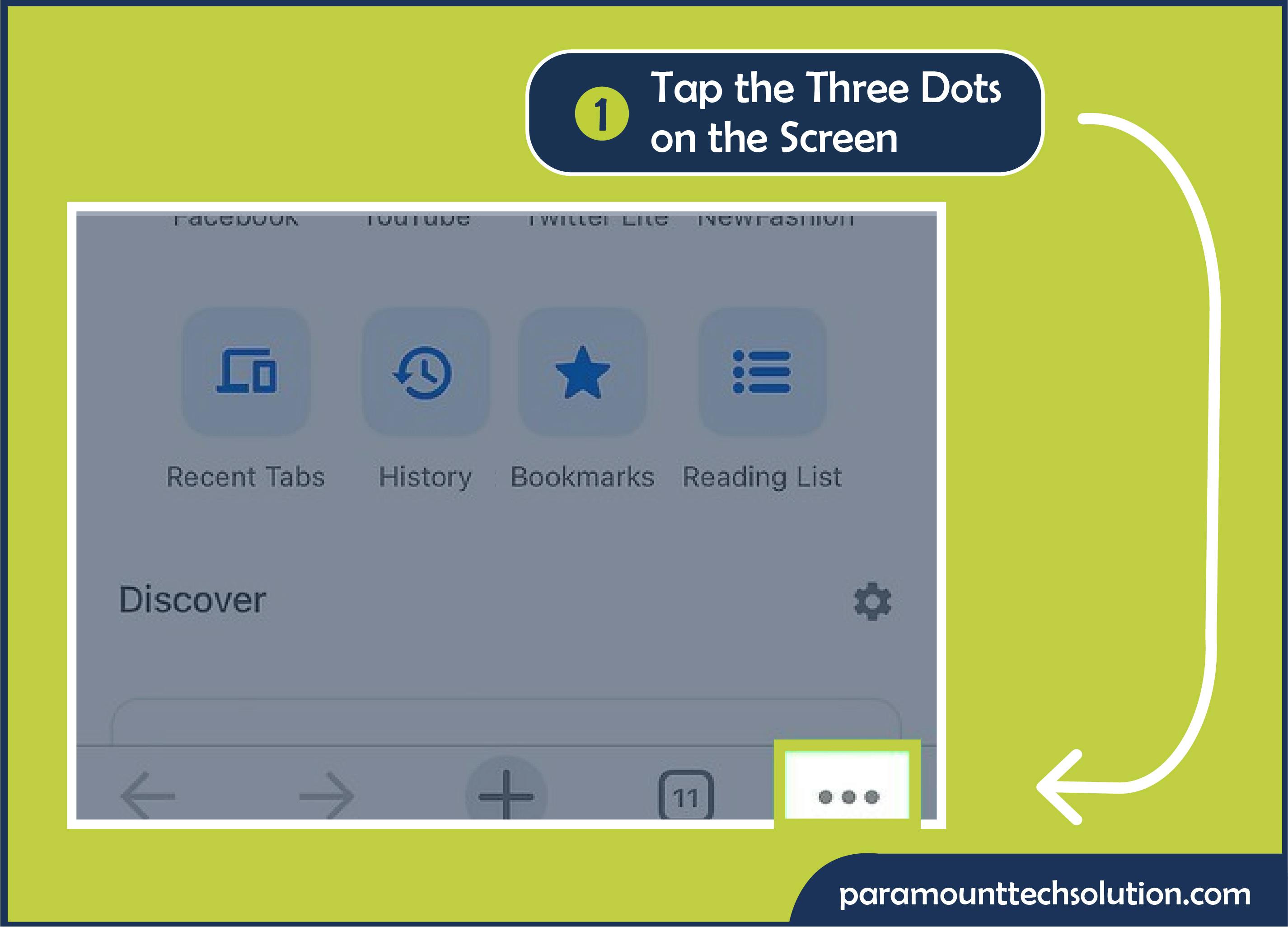 Open the Chrome app and tap the three dots