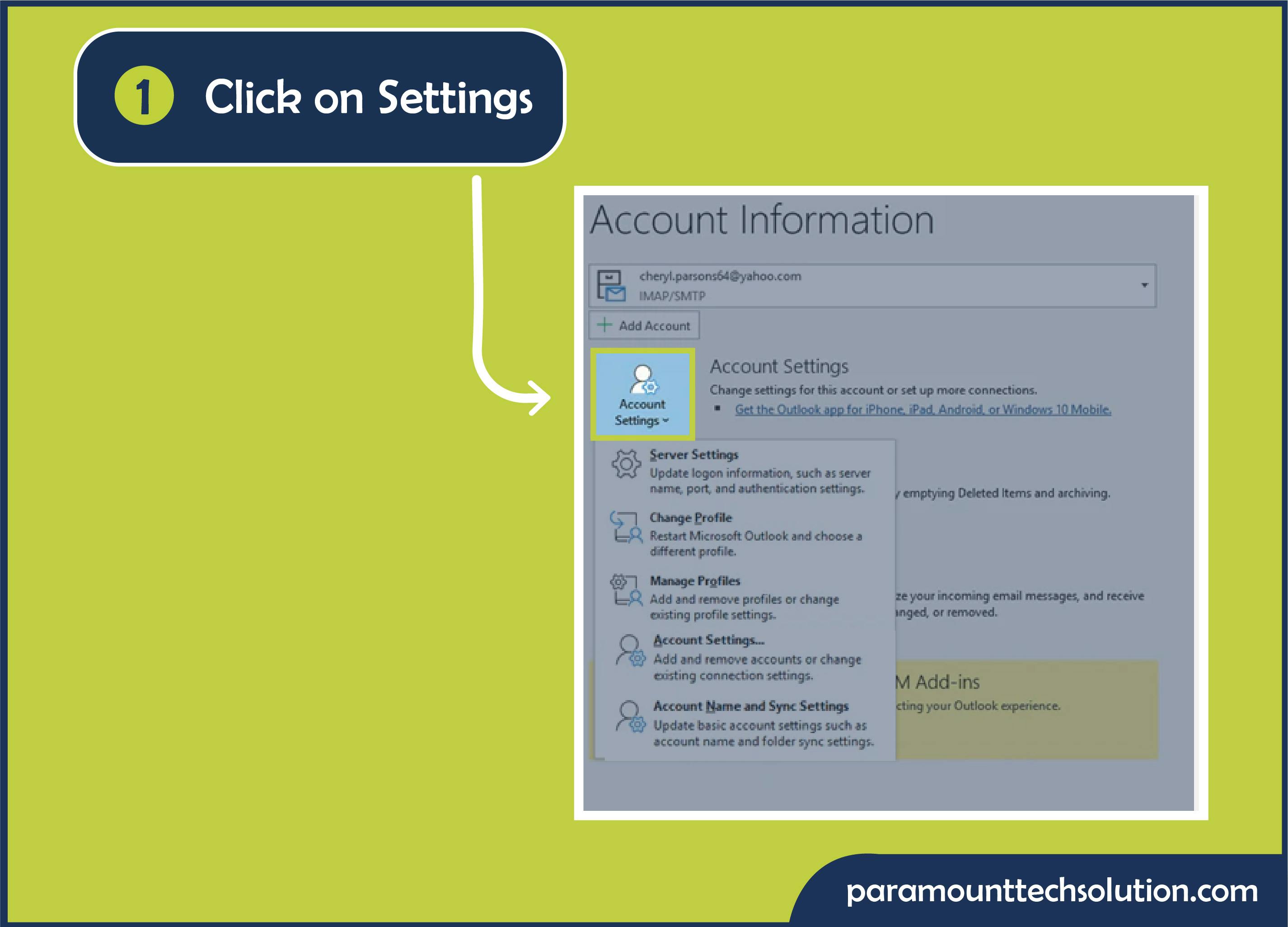What's your Email Address in Outlook? the first Step is the upper-right corner of the app, click on Settings.