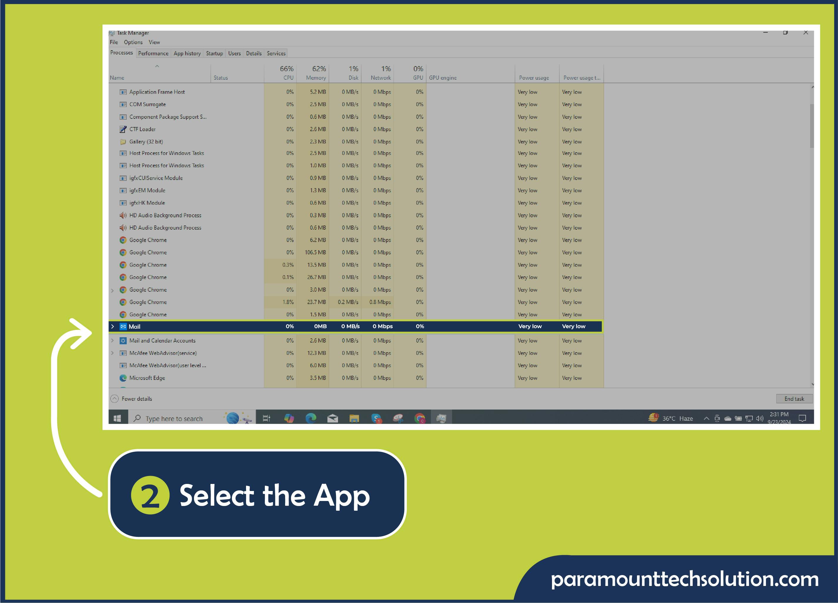 Step 2: Select the app to force stop application.
