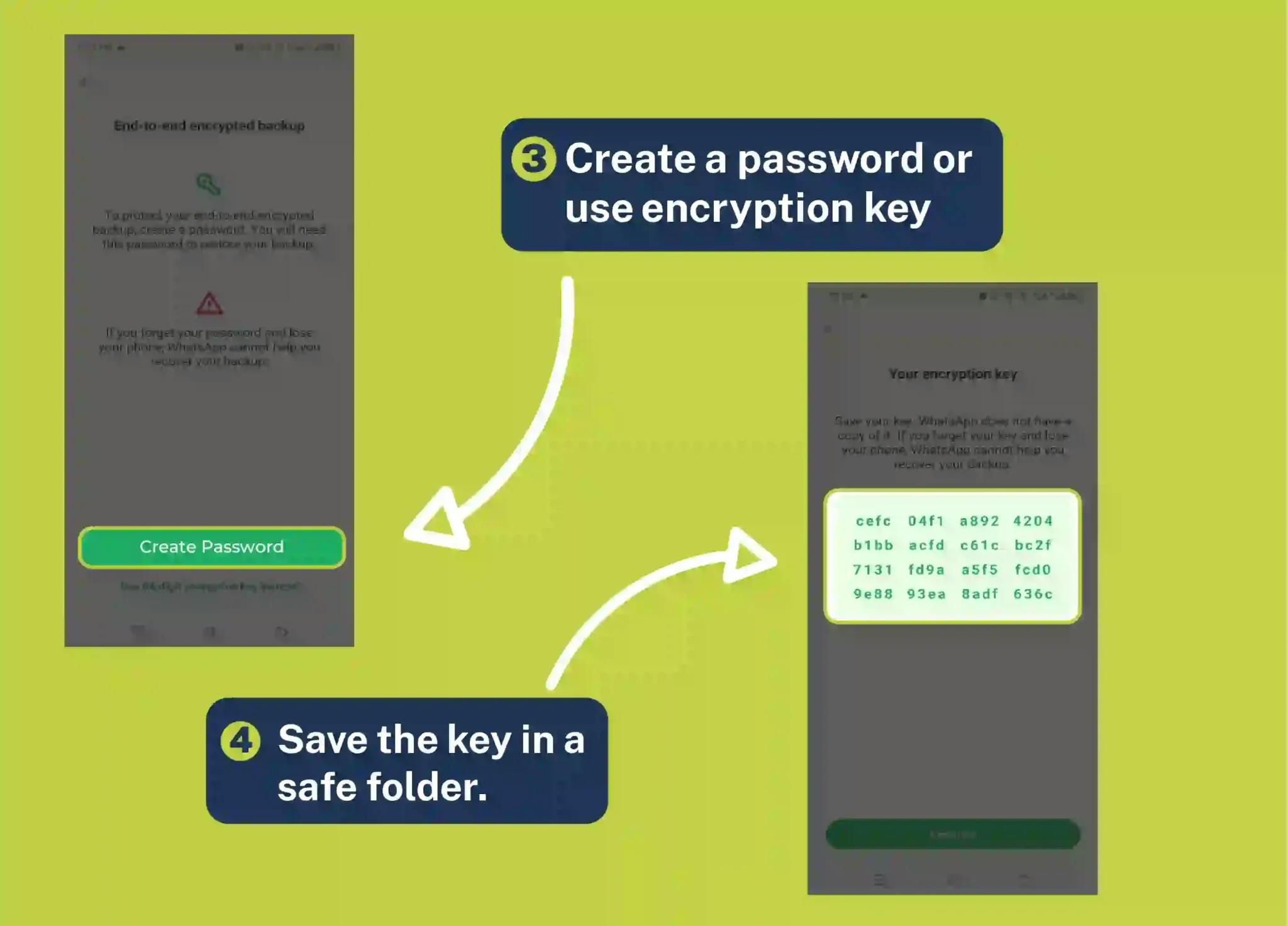 How to use WhatsApp encrypted backup Create a password or use encryption key