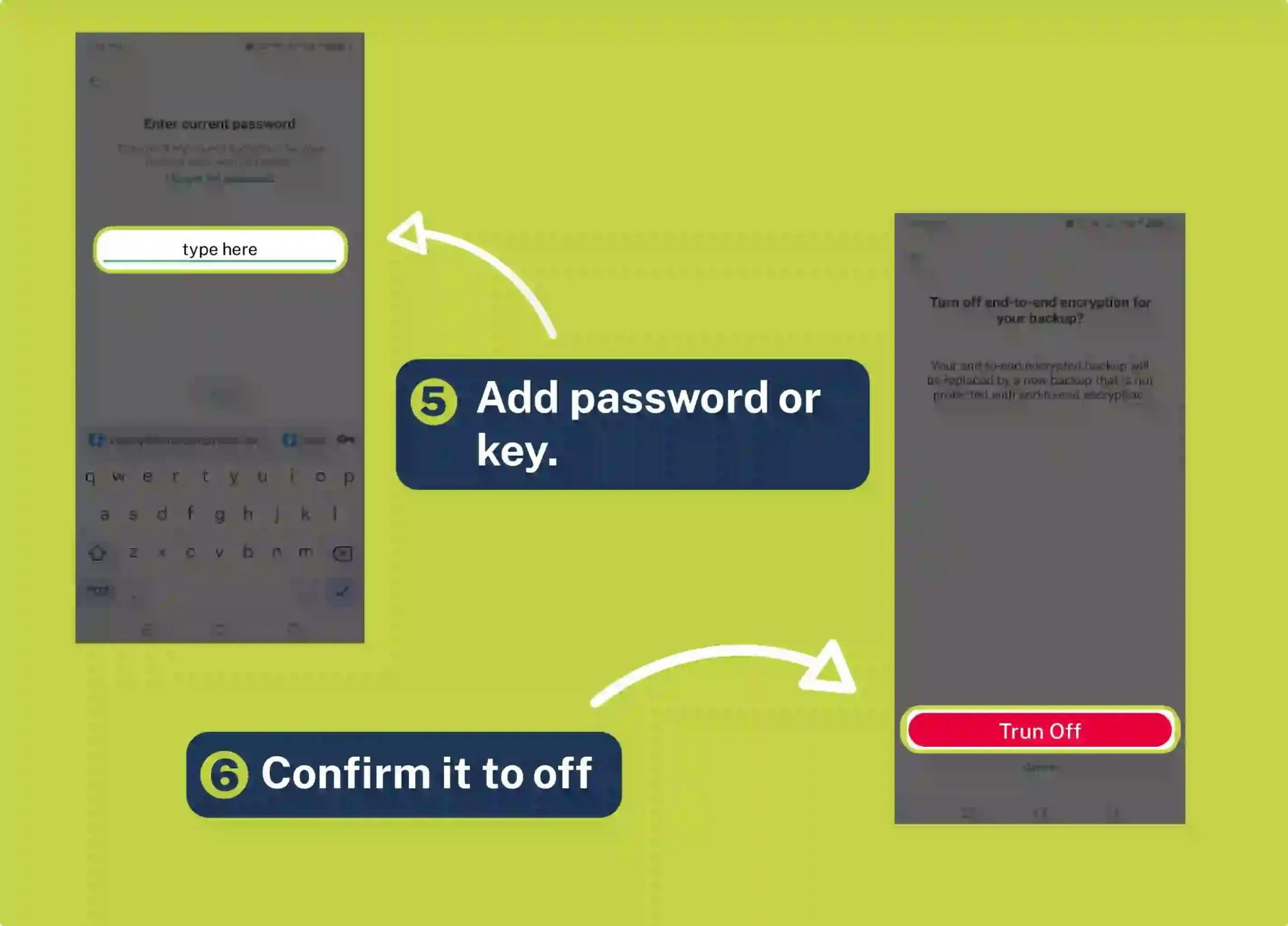 Add password or key to turn off end to end encryption on WhatsApp