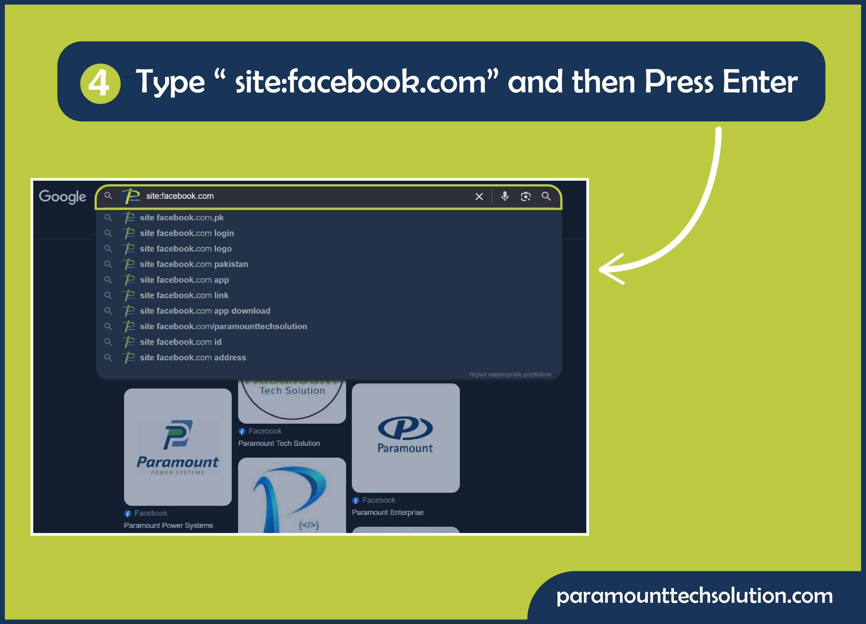 Press Enter to find image in facebook
