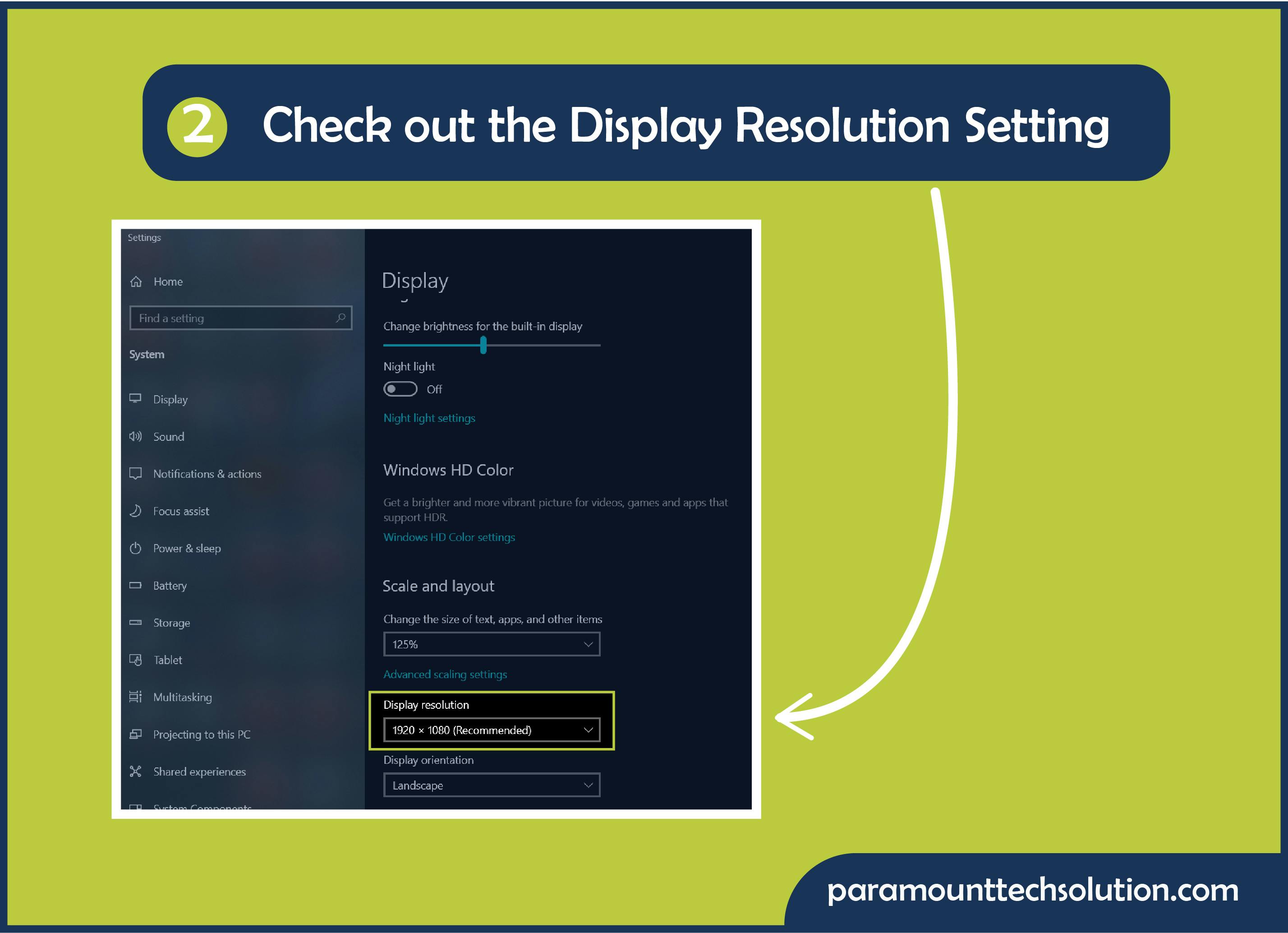 Go to the Display resolution setting