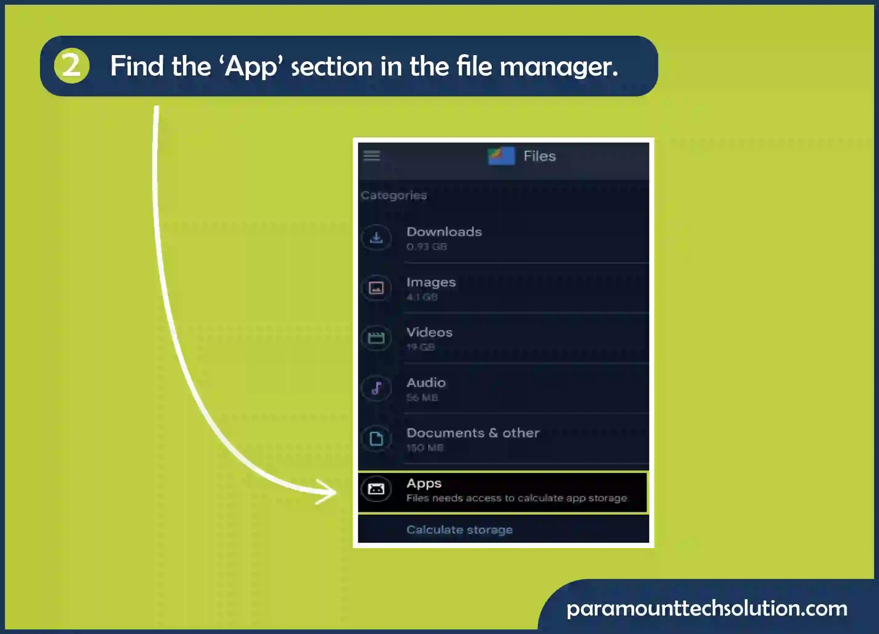 Find the ‘App’ section and tap on the package