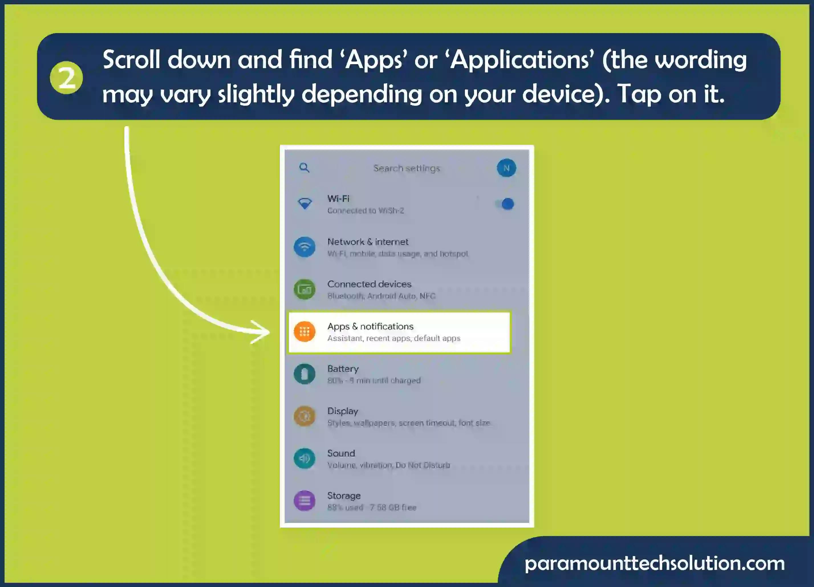 Scroll down and find the app