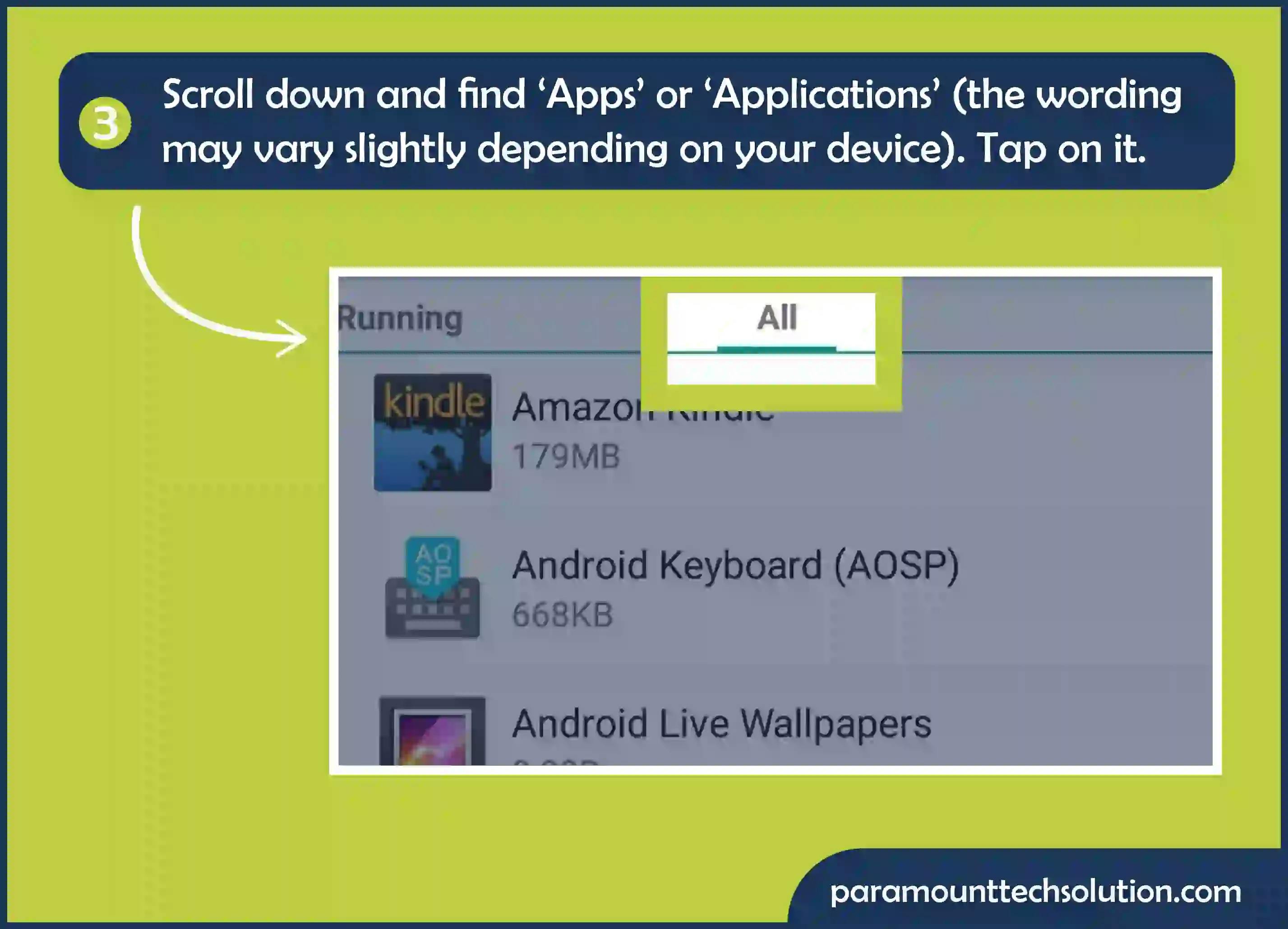 Tap on all apps