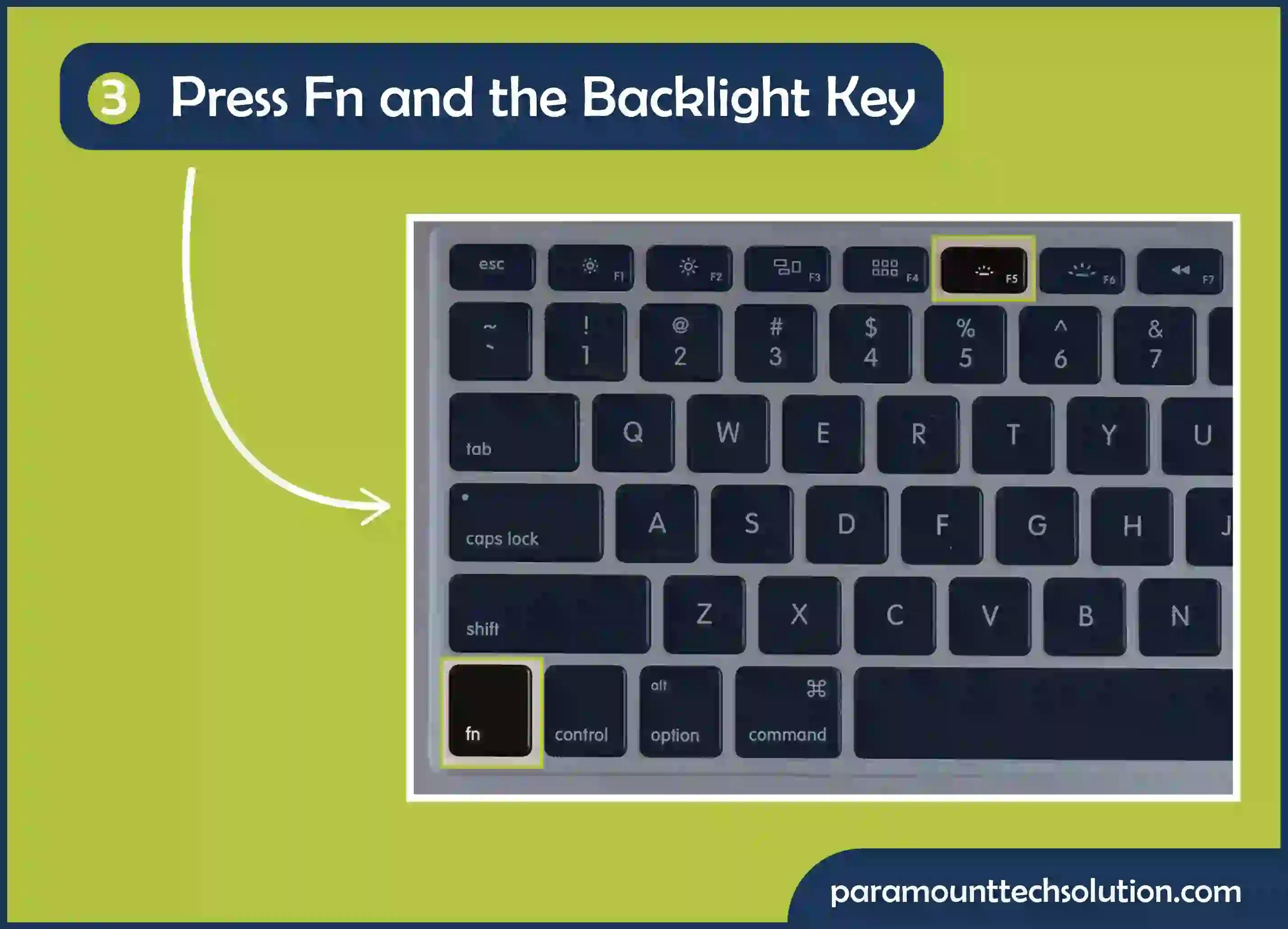 Press Fn and the Backlight Key