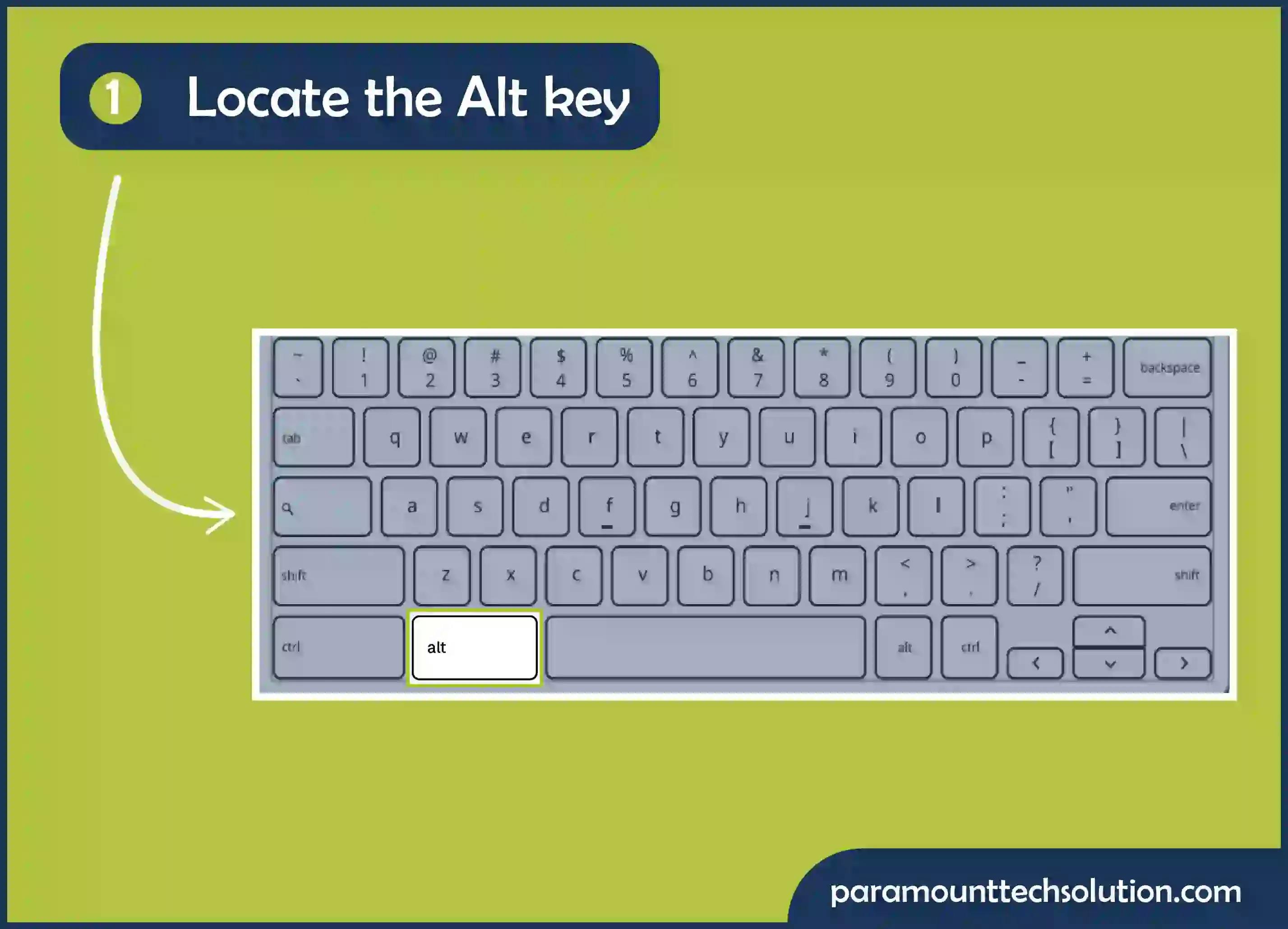 Locate the Alt key on Chromebook keyboards
