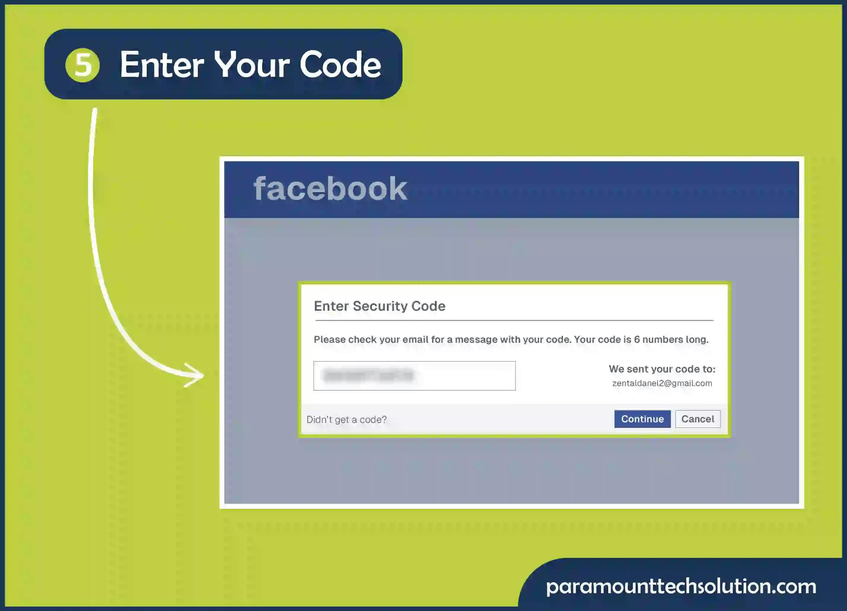 Enter Your Code click on continue