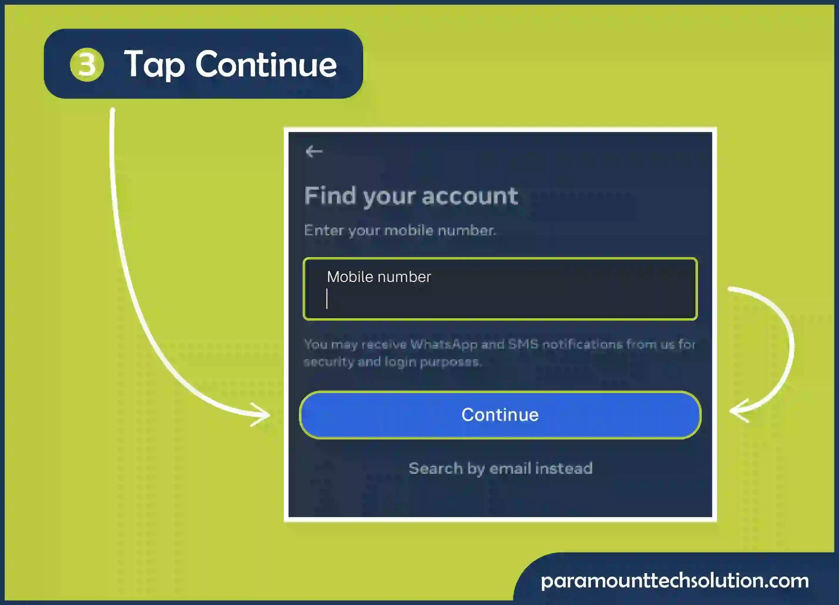 tap continue option to proceed next