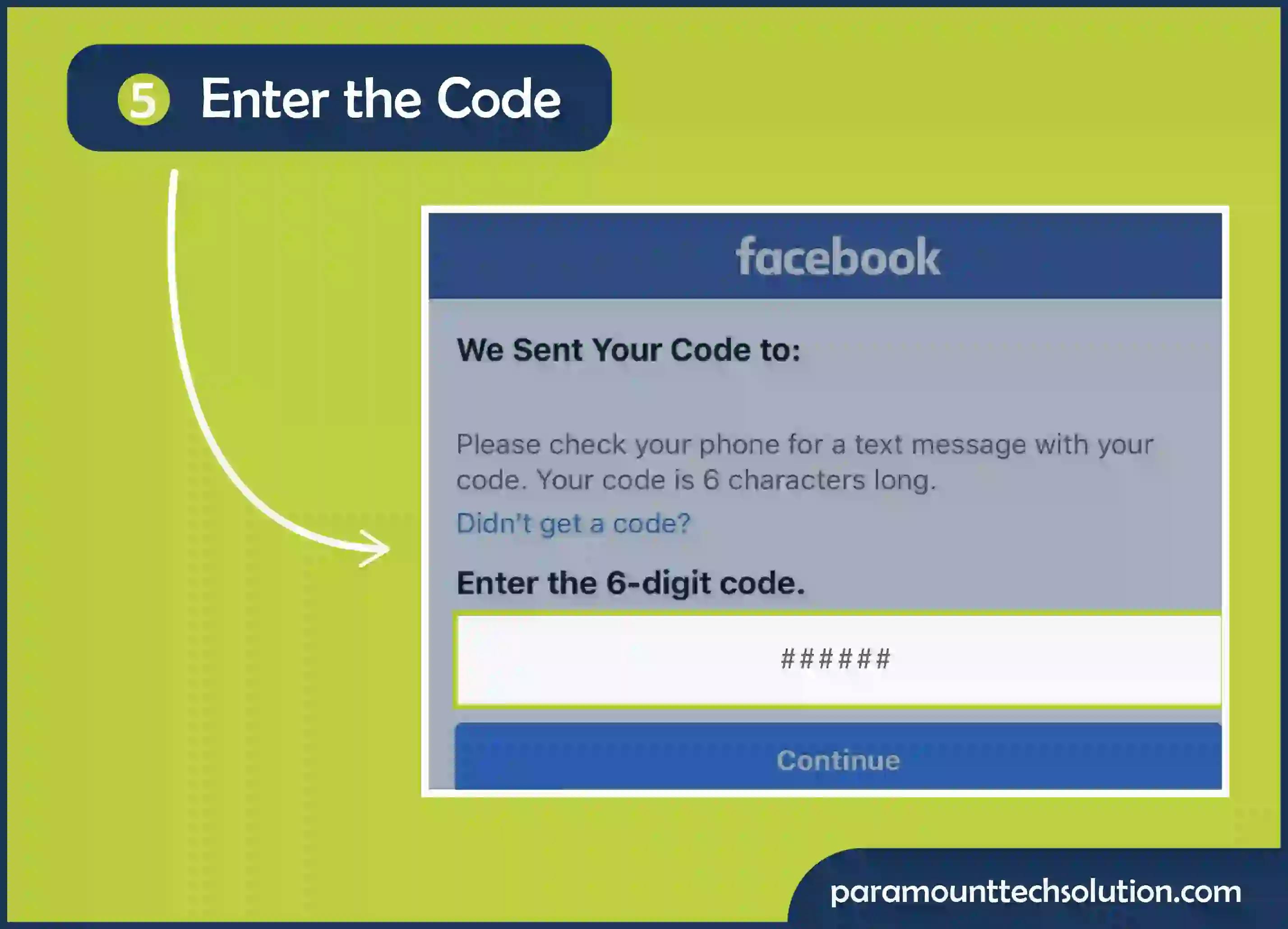 Enter the Code received on mobile phone