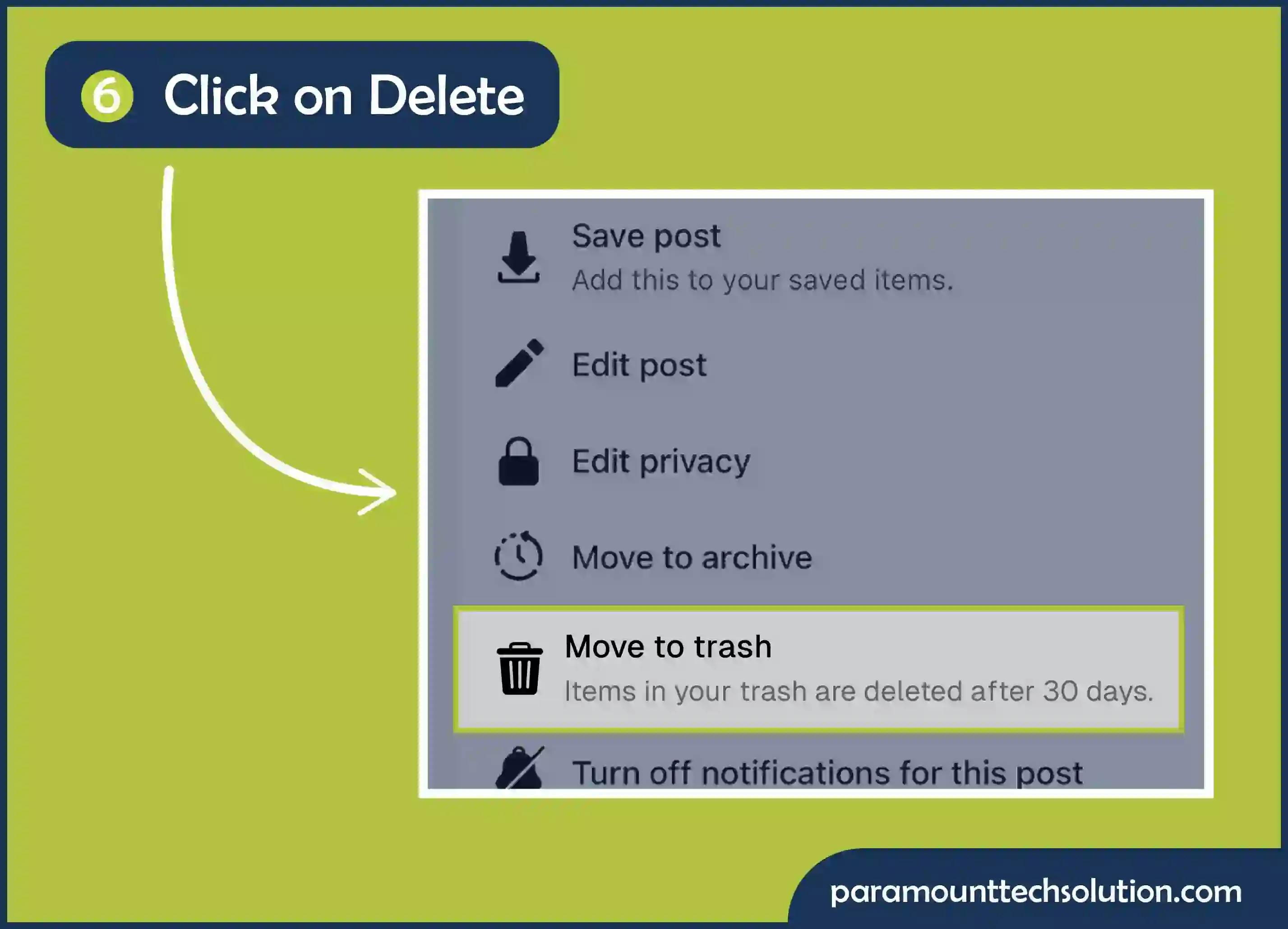Click on delete option