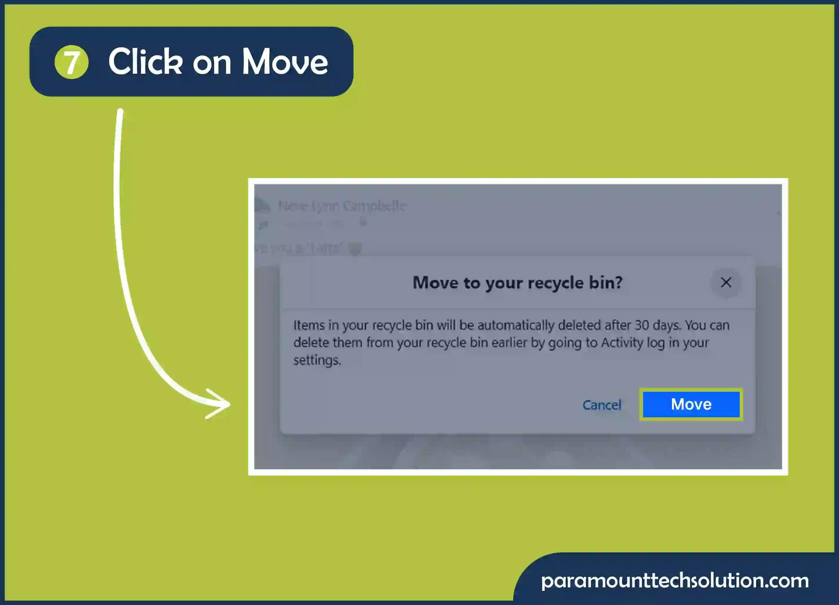 Click on popup message move