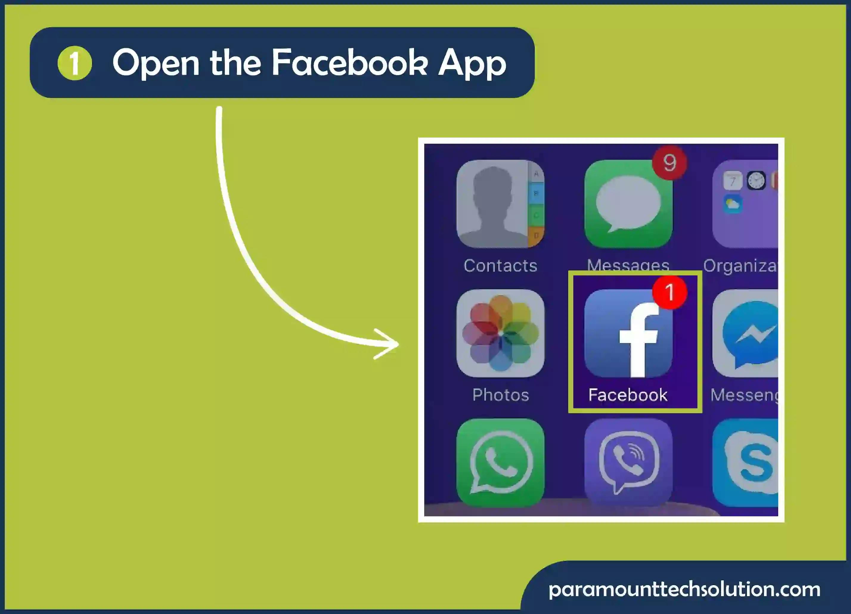 Open Facebook app to delete post