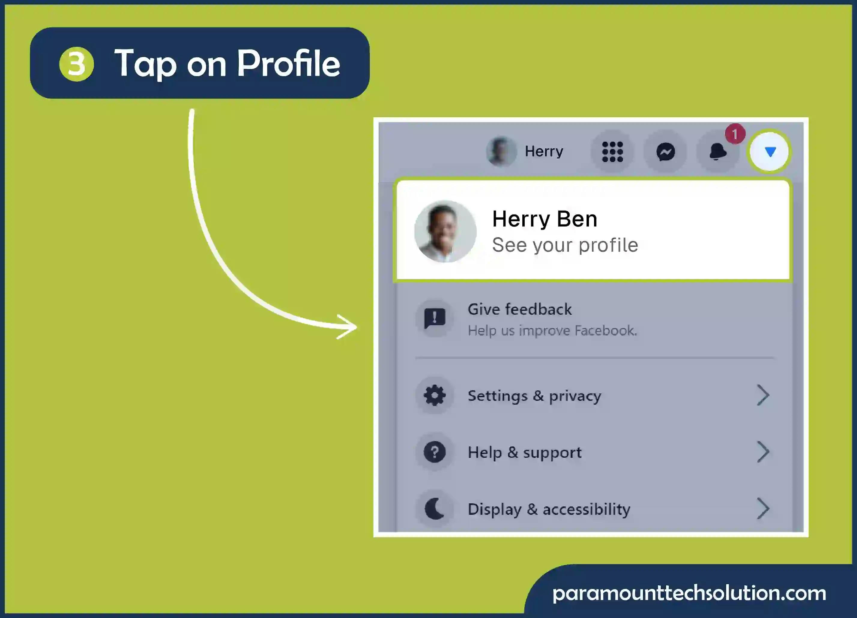 Tap on Facebook profile to see post