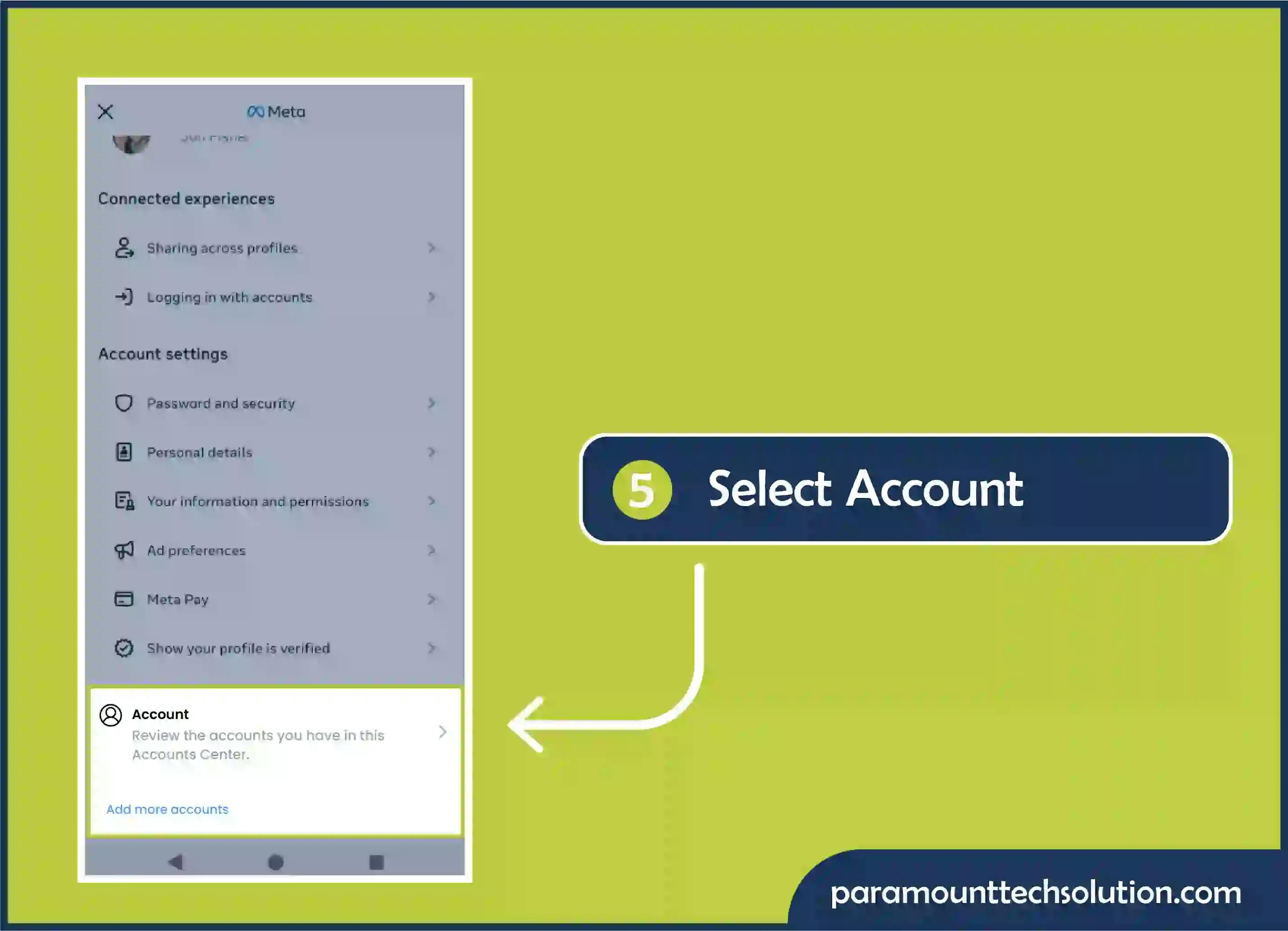 Select the account you want to unlink