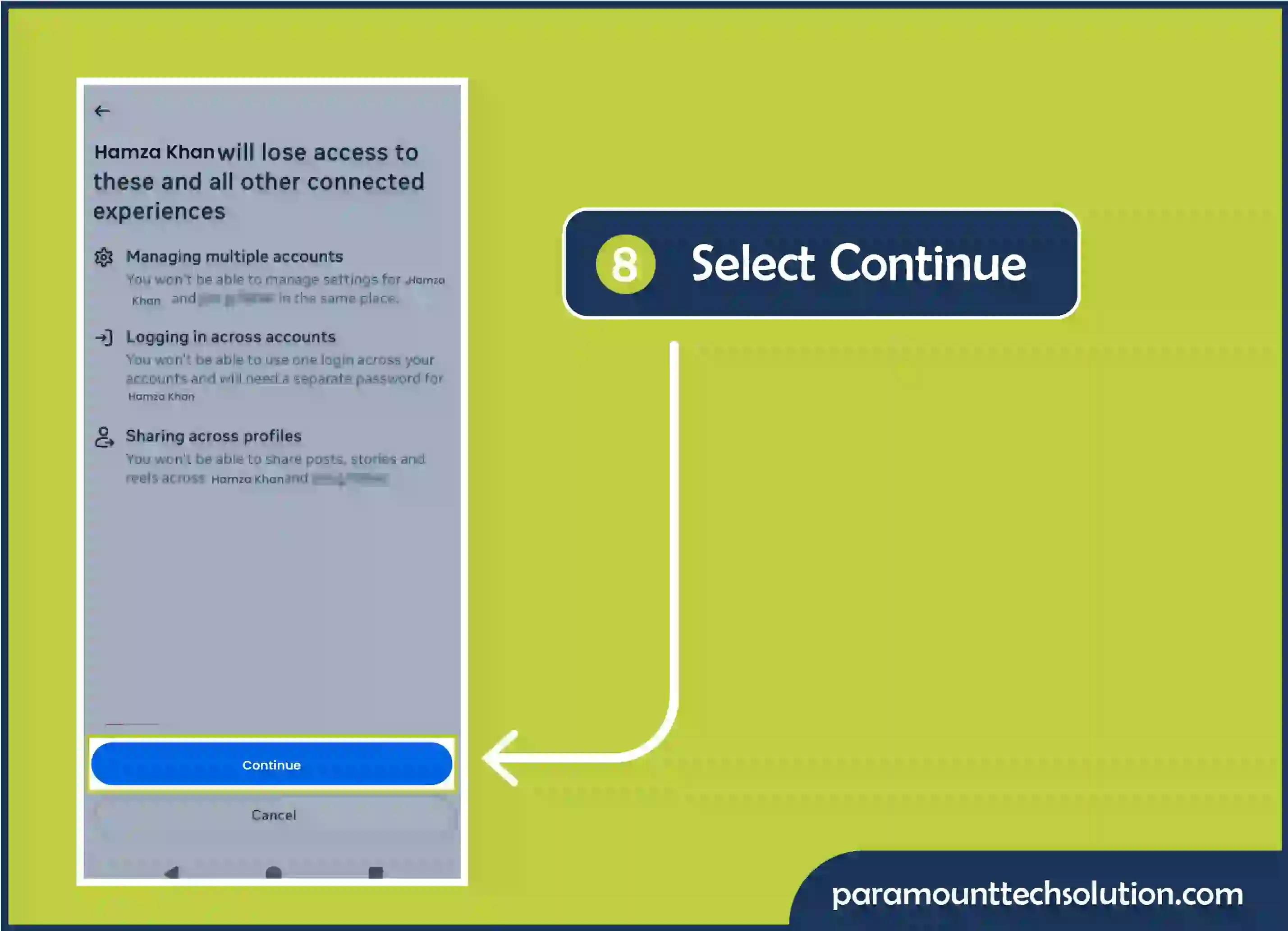 Click on continue option