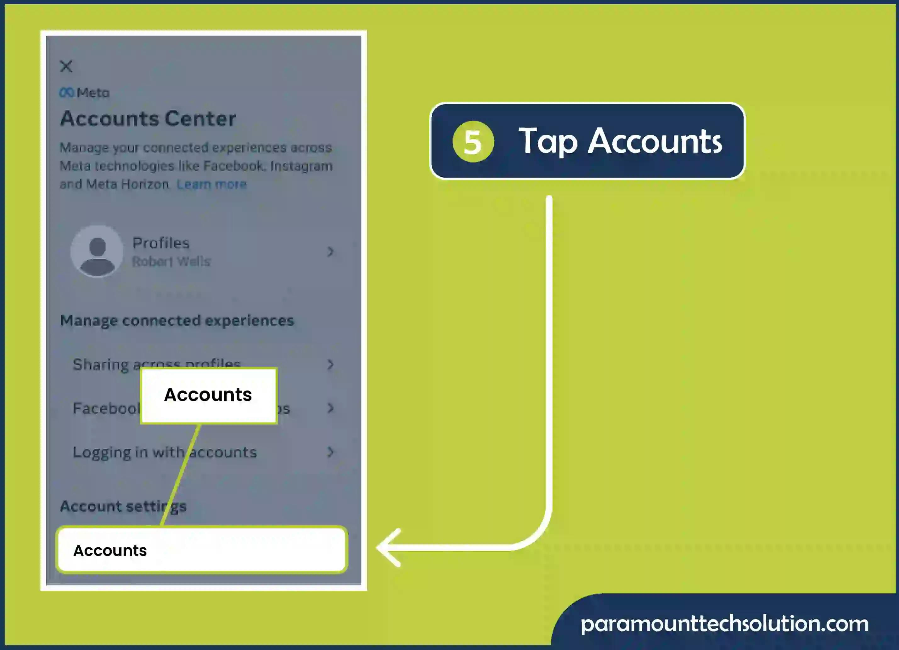 Tap settings options