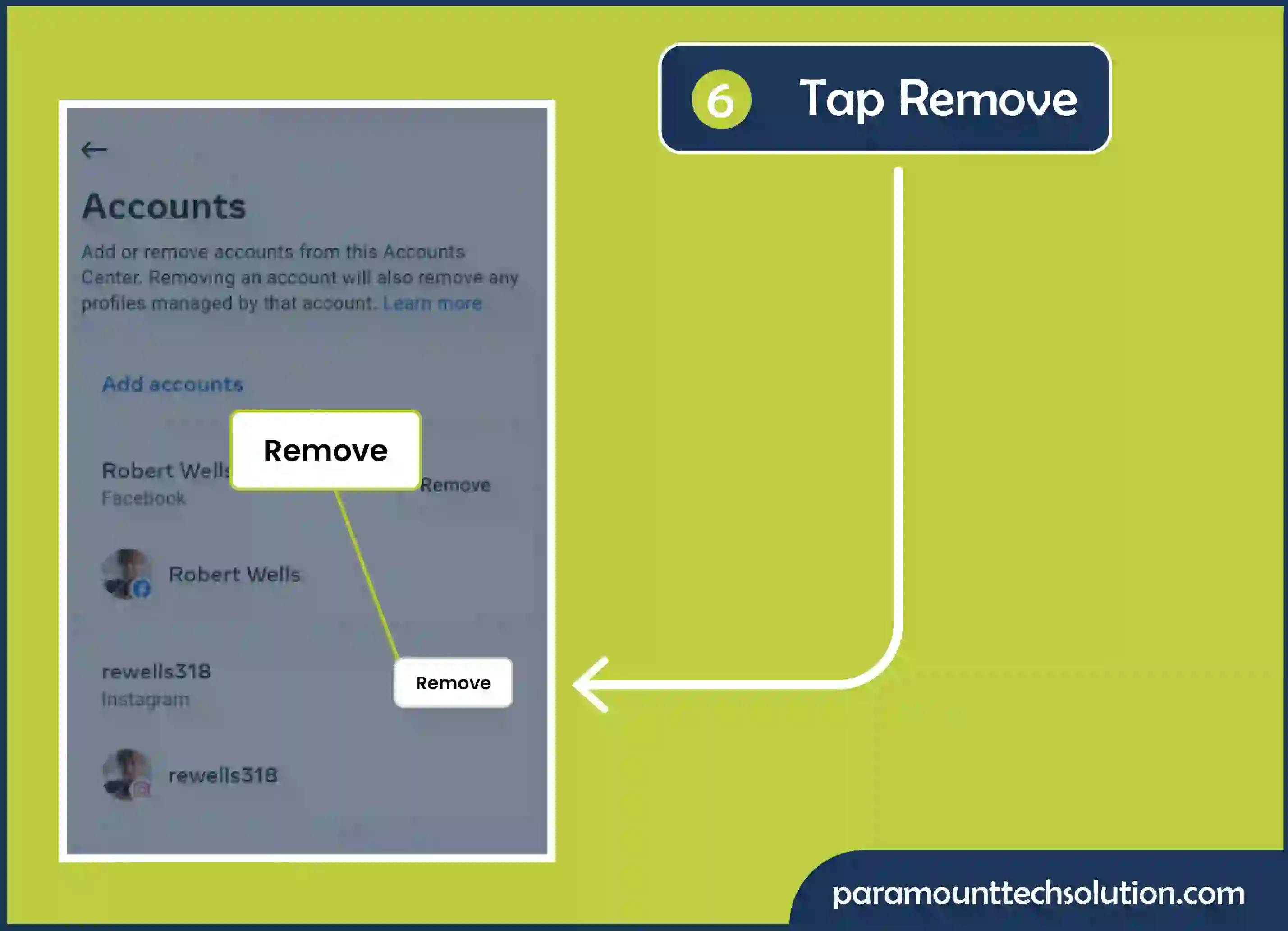Tap on remove