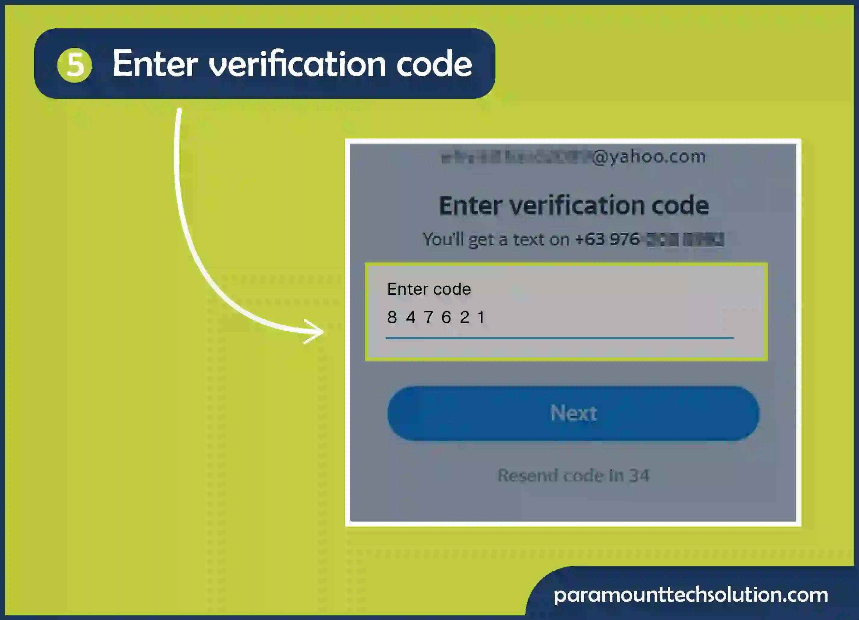 Enter verification code number