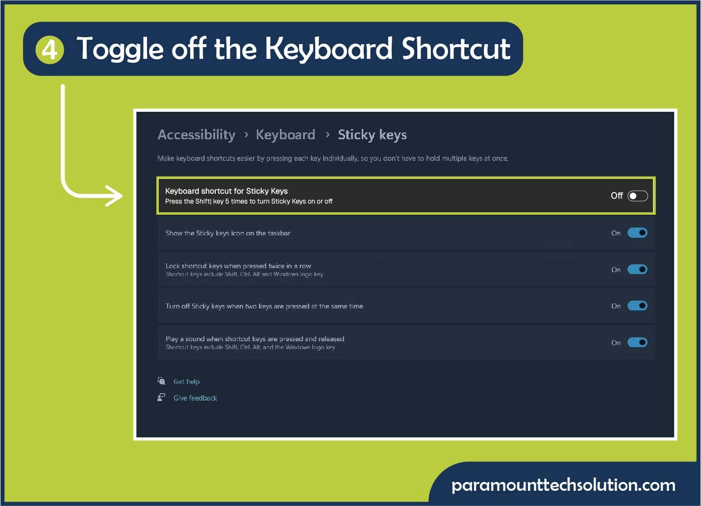 how to disable the sticky keys