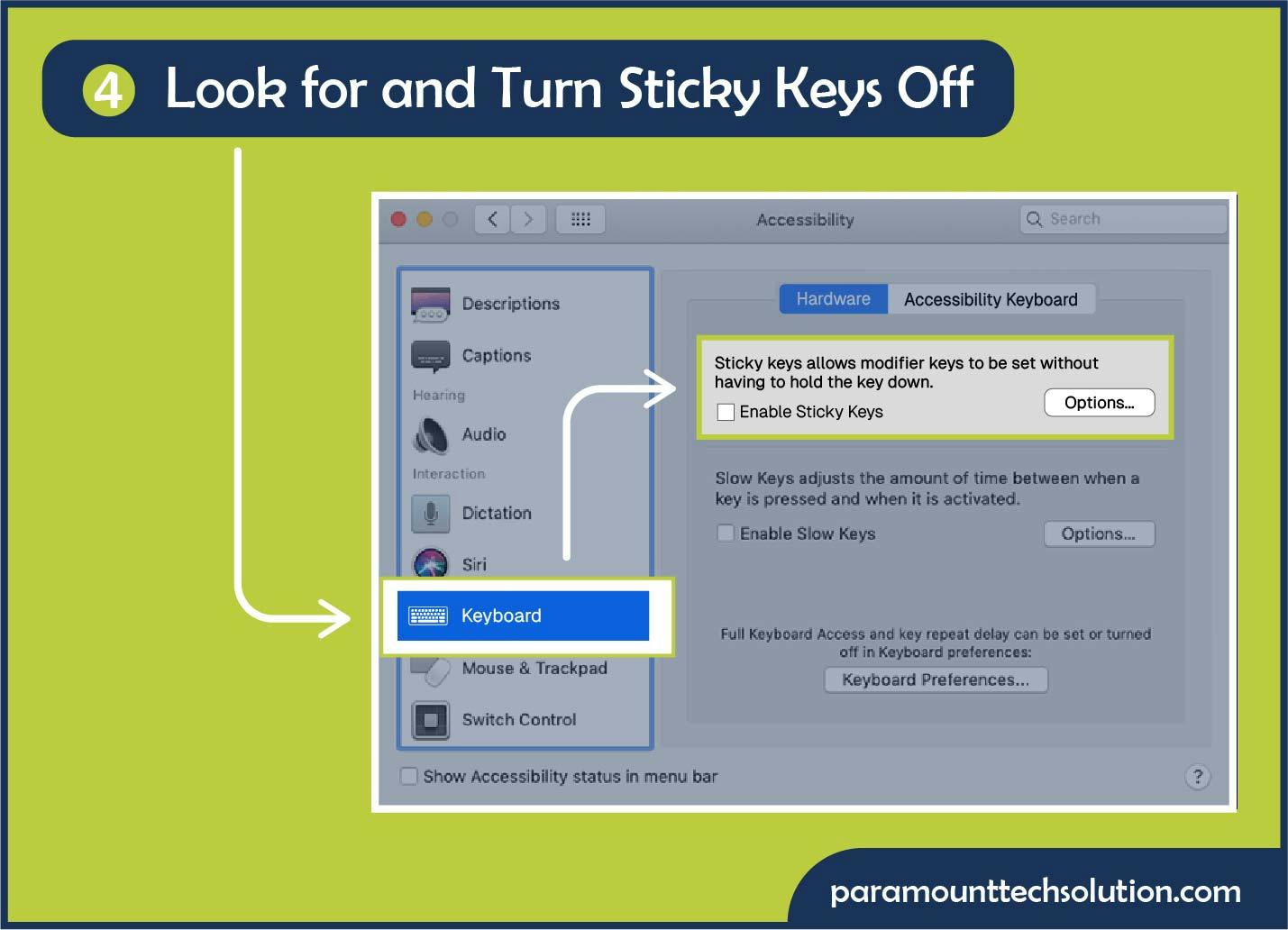 how do you remove sticky keys