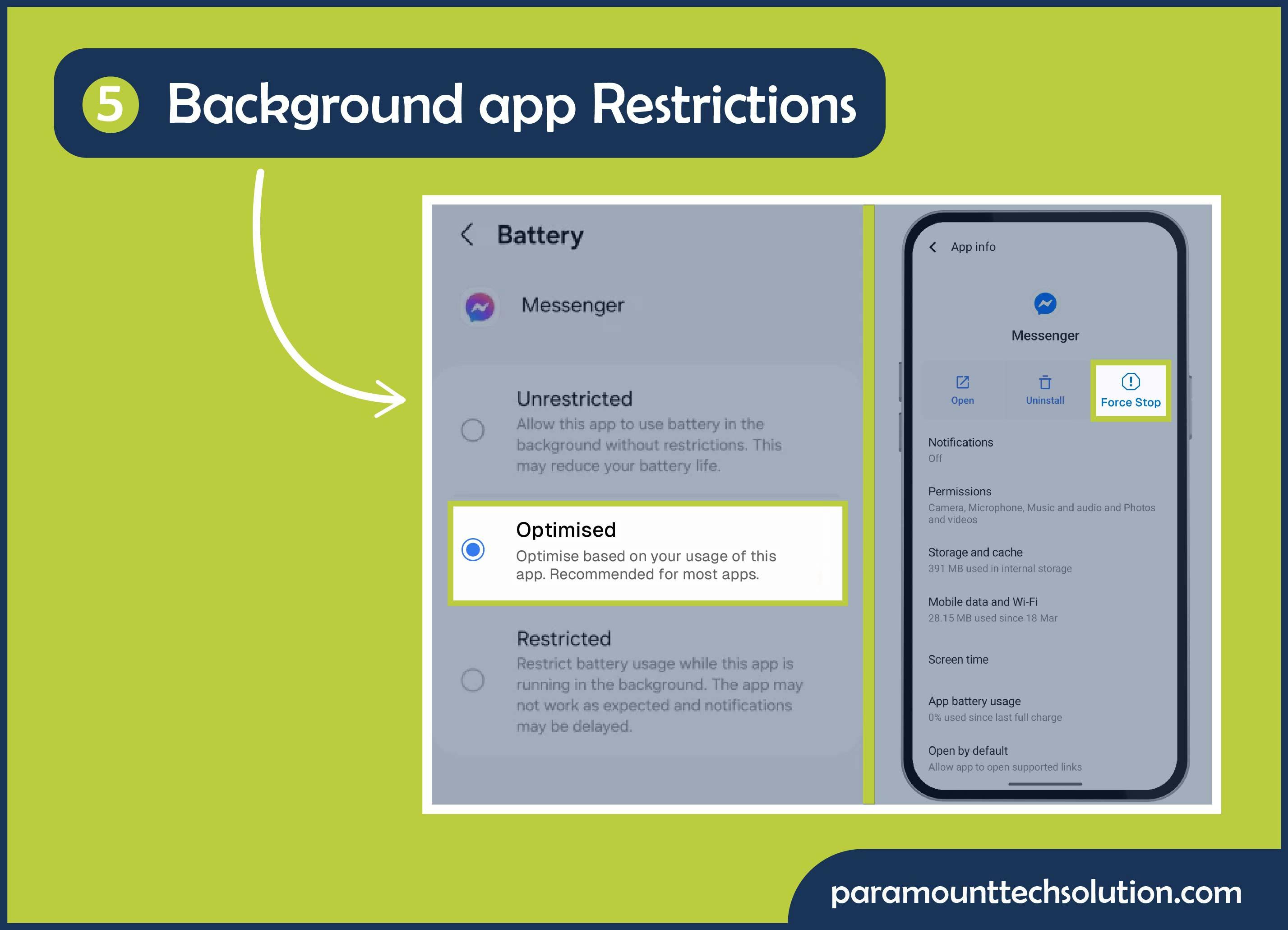 Background or app restrictions lead to   Messenger not working
