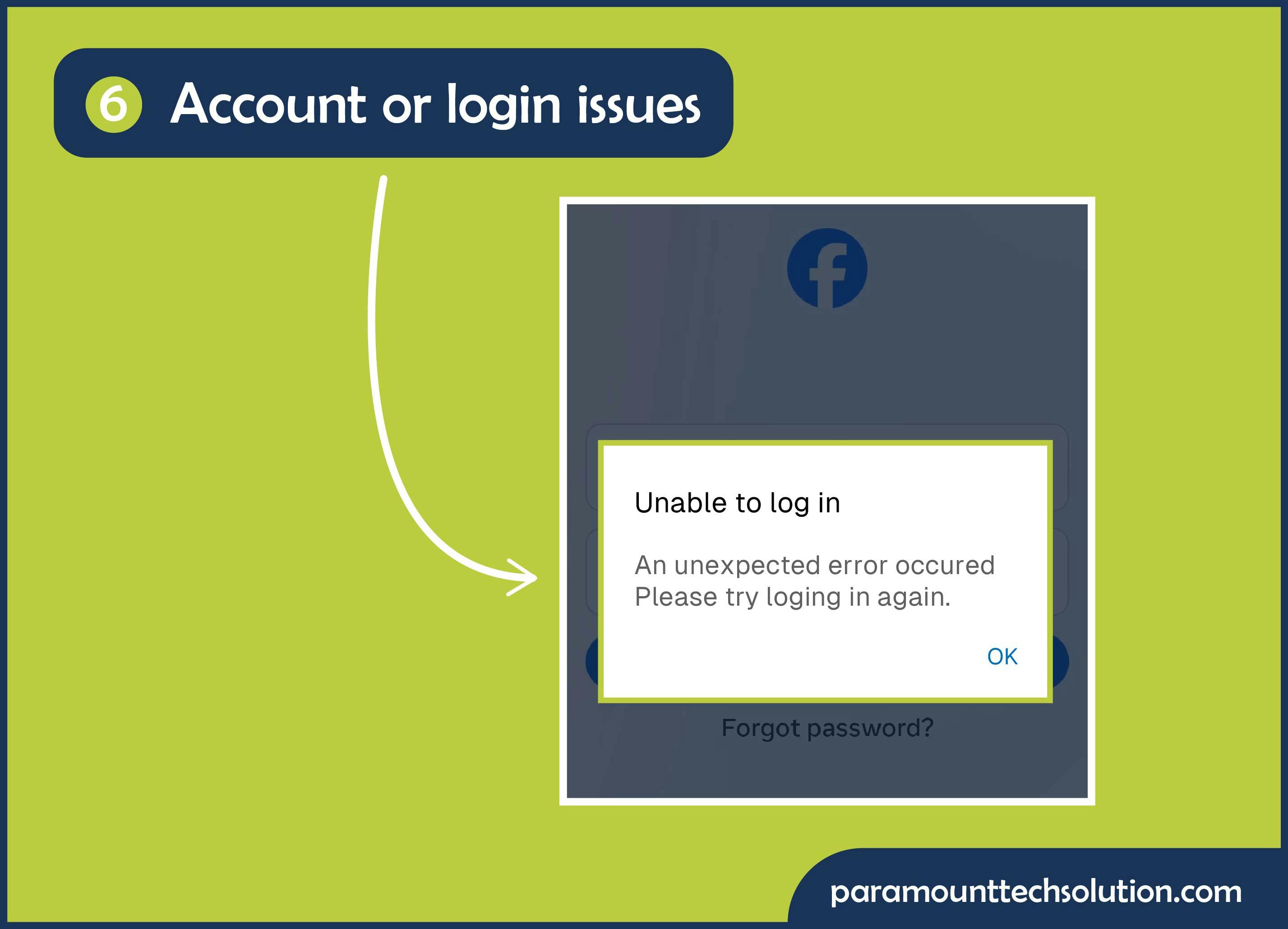 Locked, disabled, restricted account, or incorrect login credentials cause the messenger to stop working.