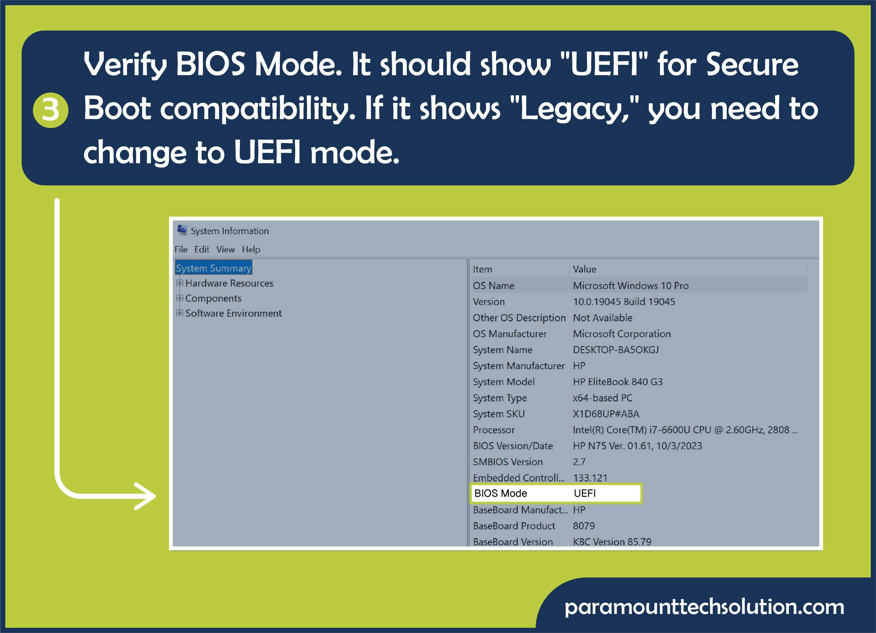 Enable secure boot in BIOS
