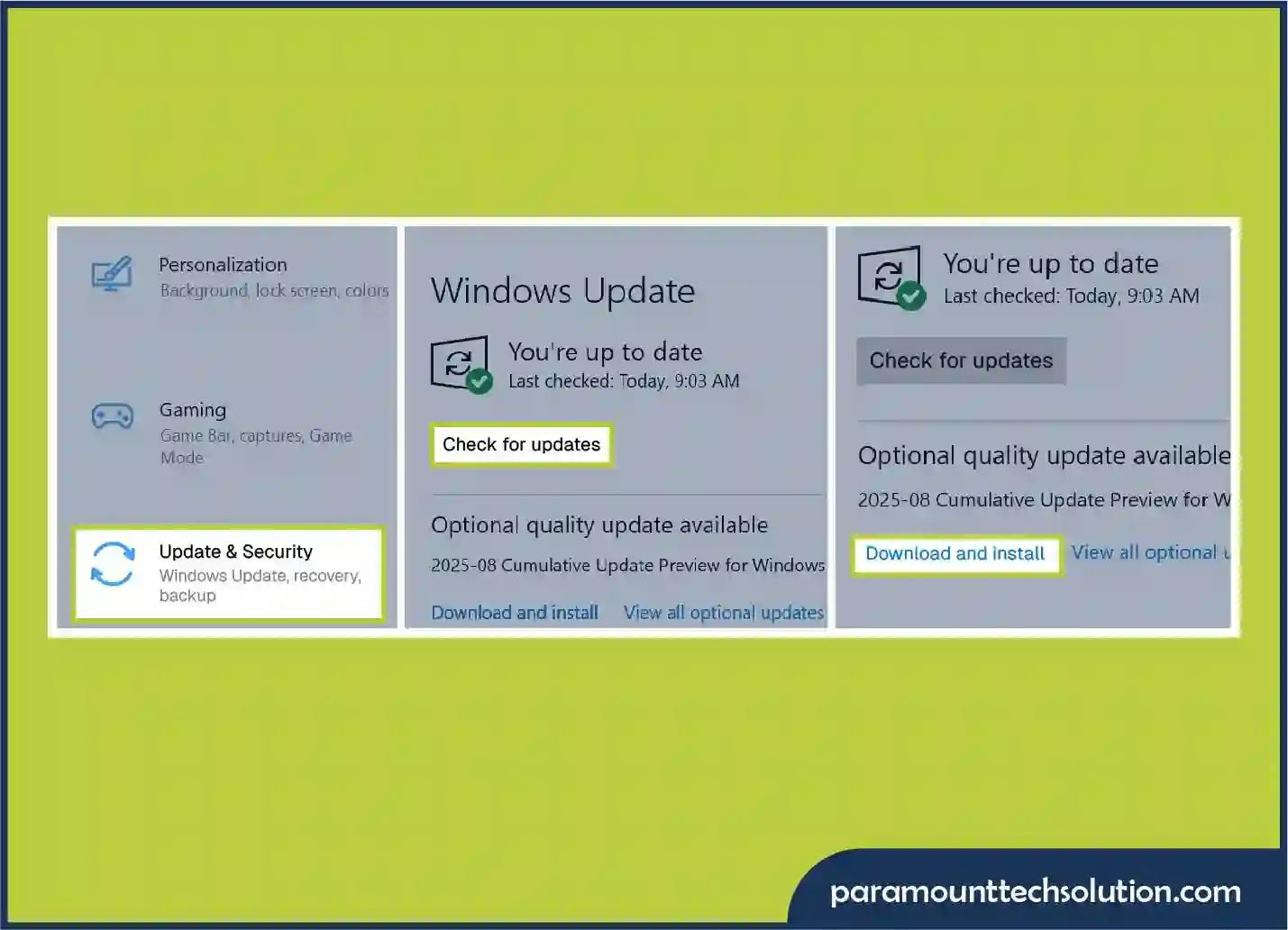 Fix a Dell Black Screen With Cursor Issue- check windows update