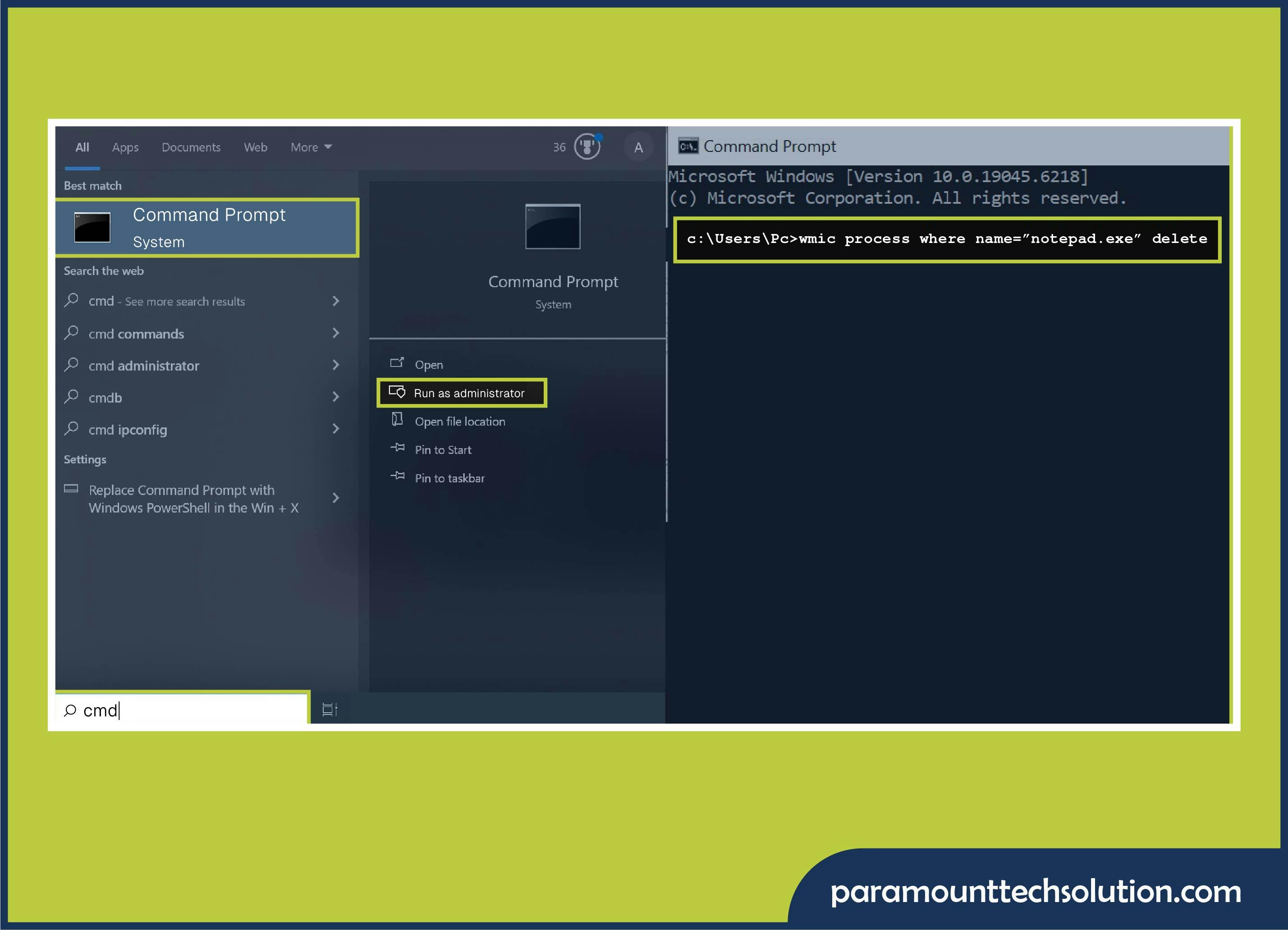 Foce quit on windows Using WMIC Command