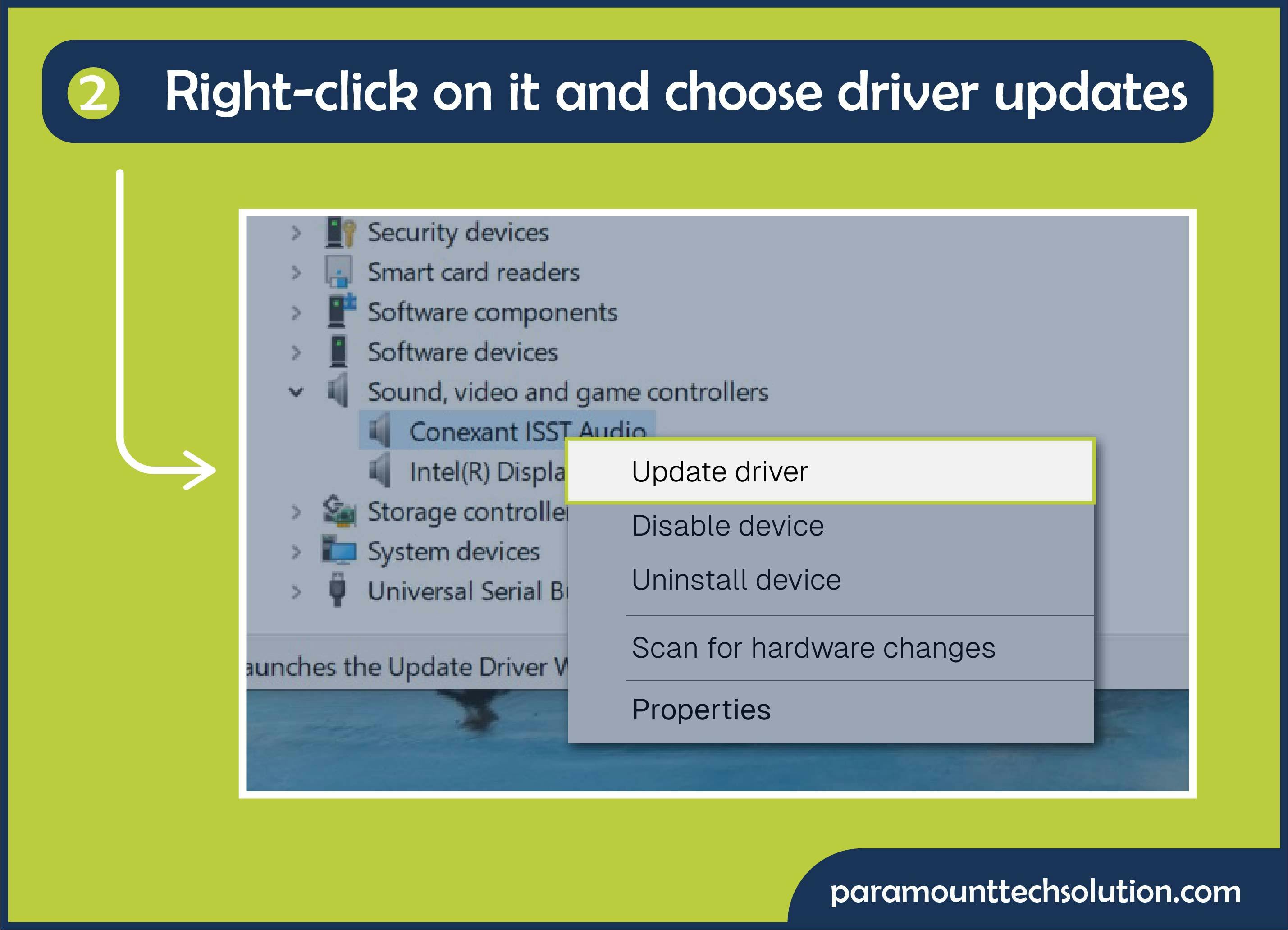 Right-click on it and choose driver updates