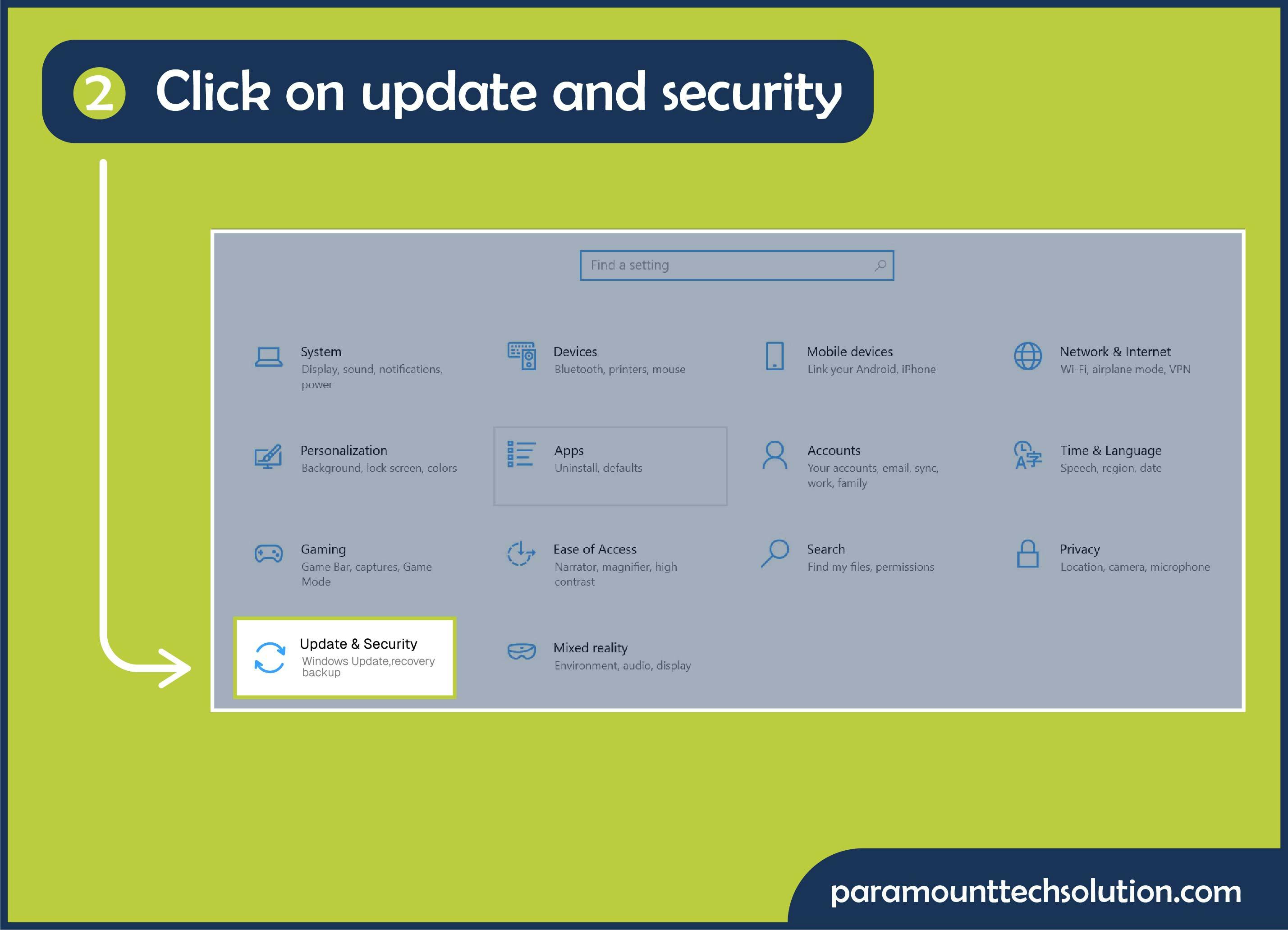 Click on update and security