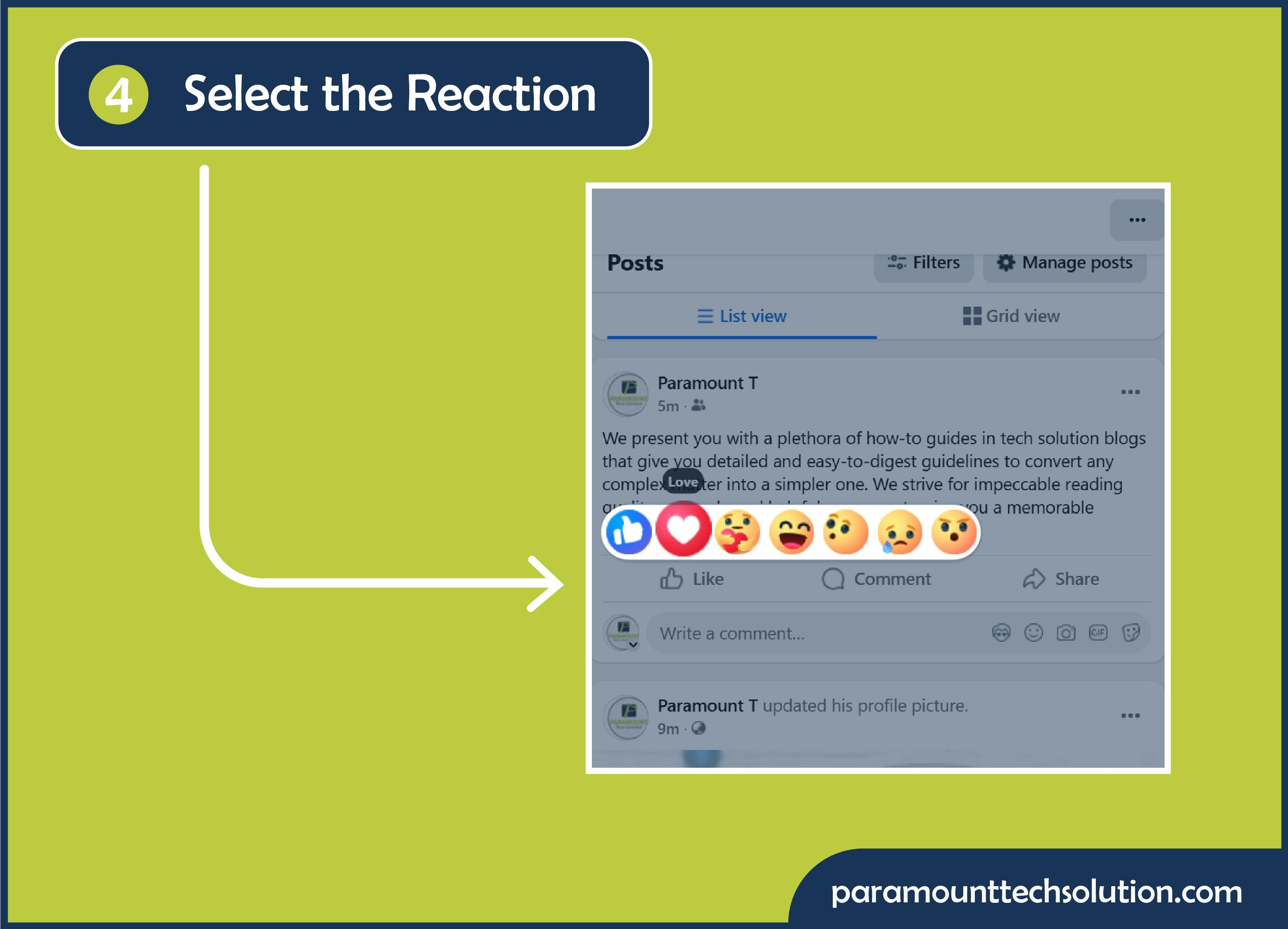 How to react to a Facebook post