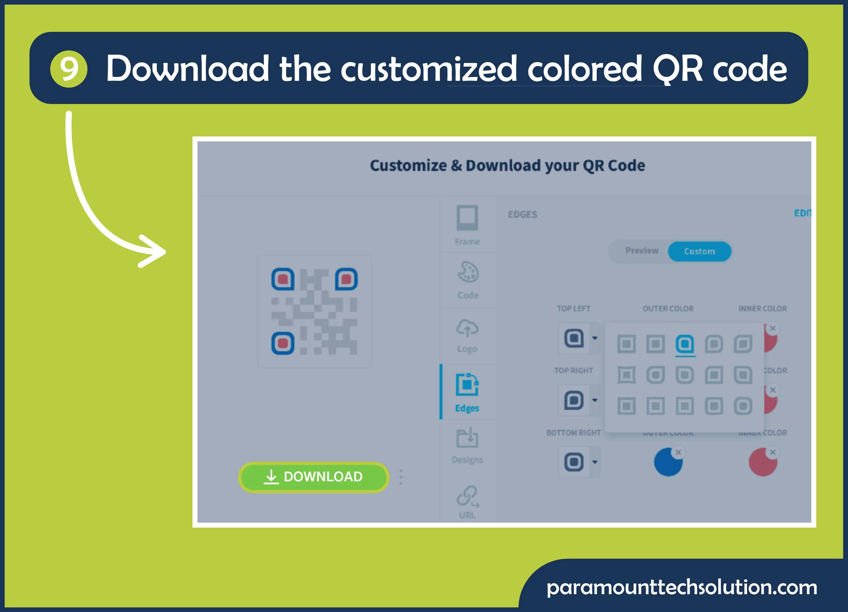 Download the customized colored QR code