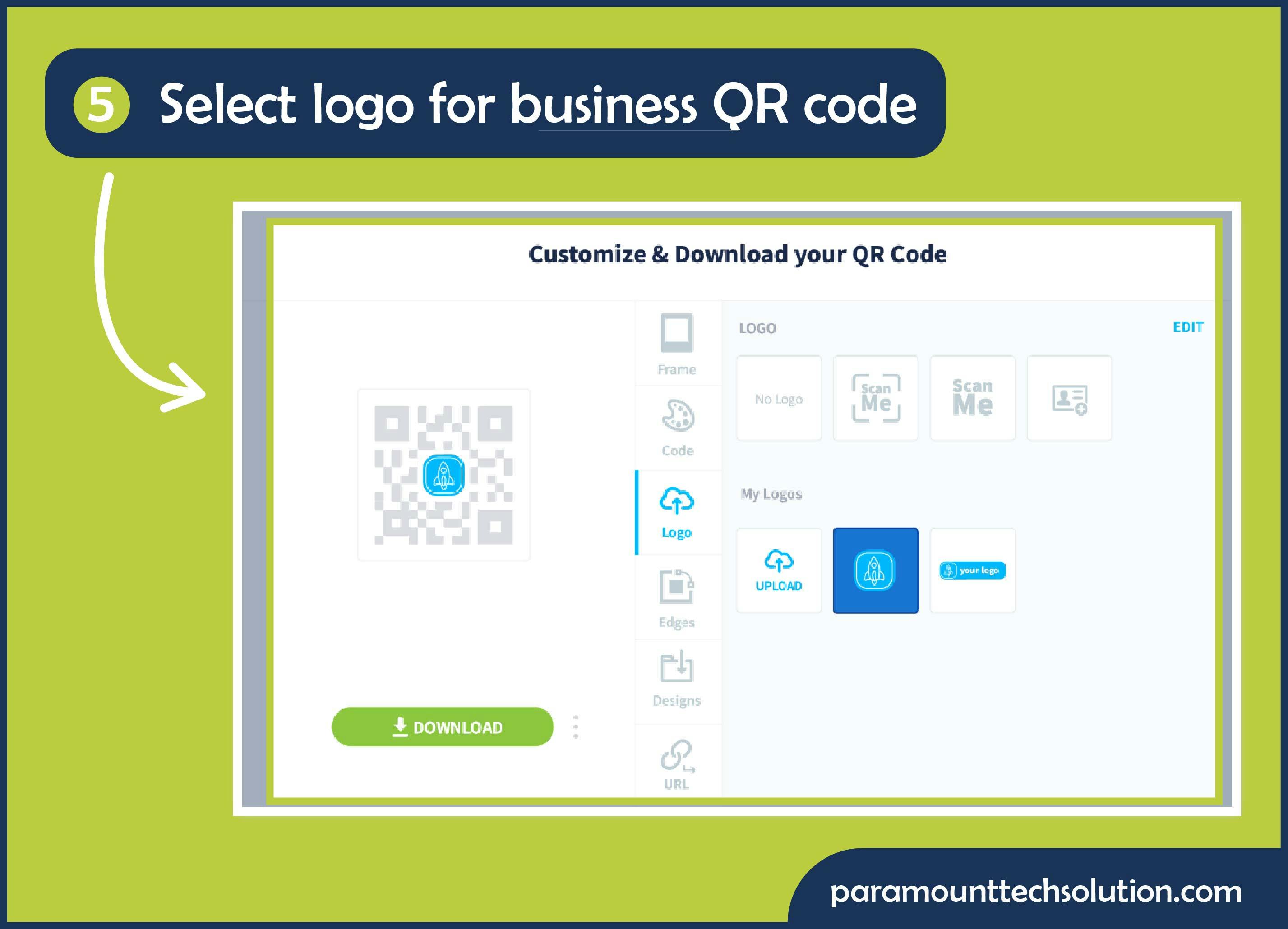 Select logo for Choose a frame for a business QR code