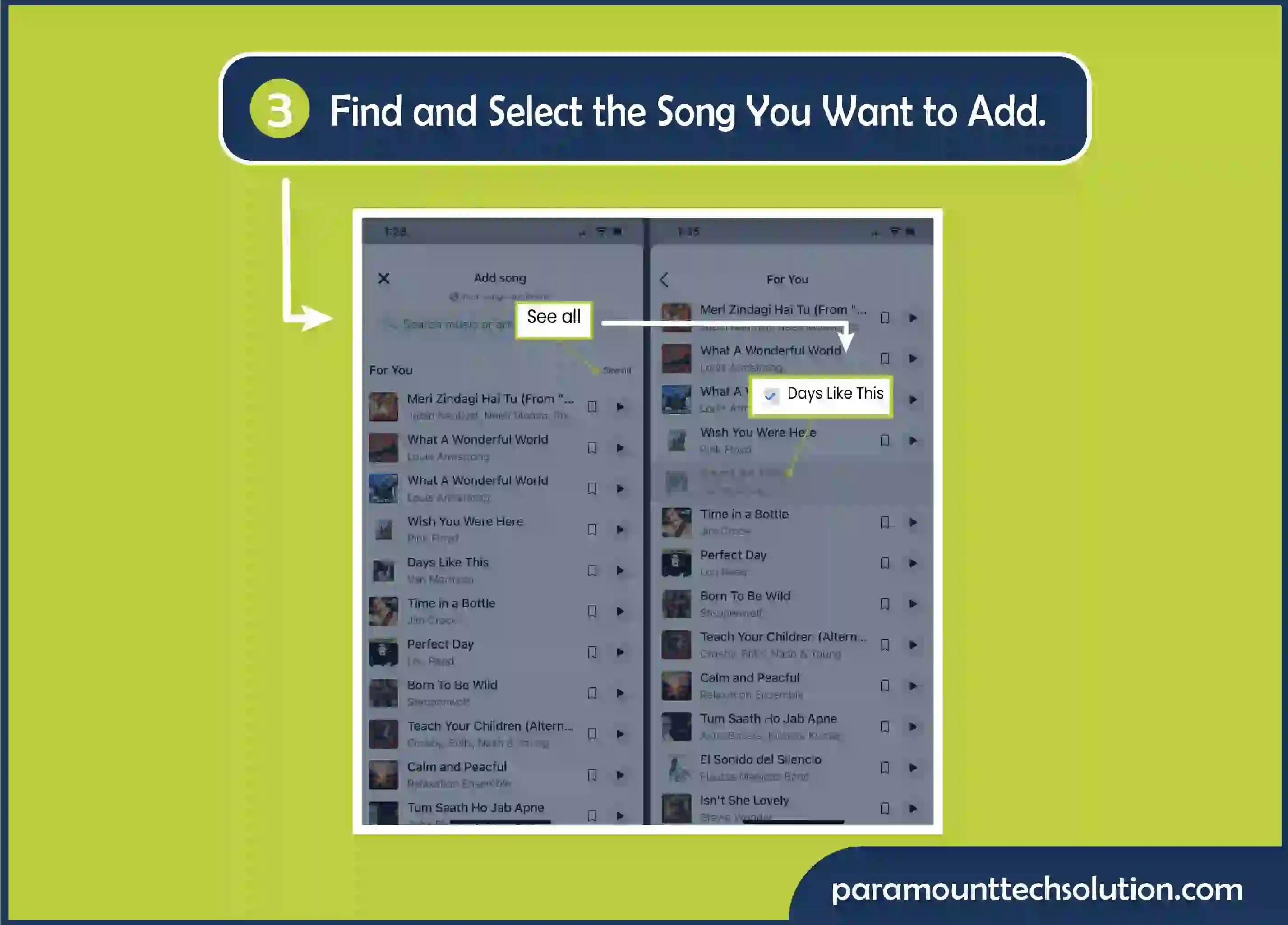 Find and select the song you want to add