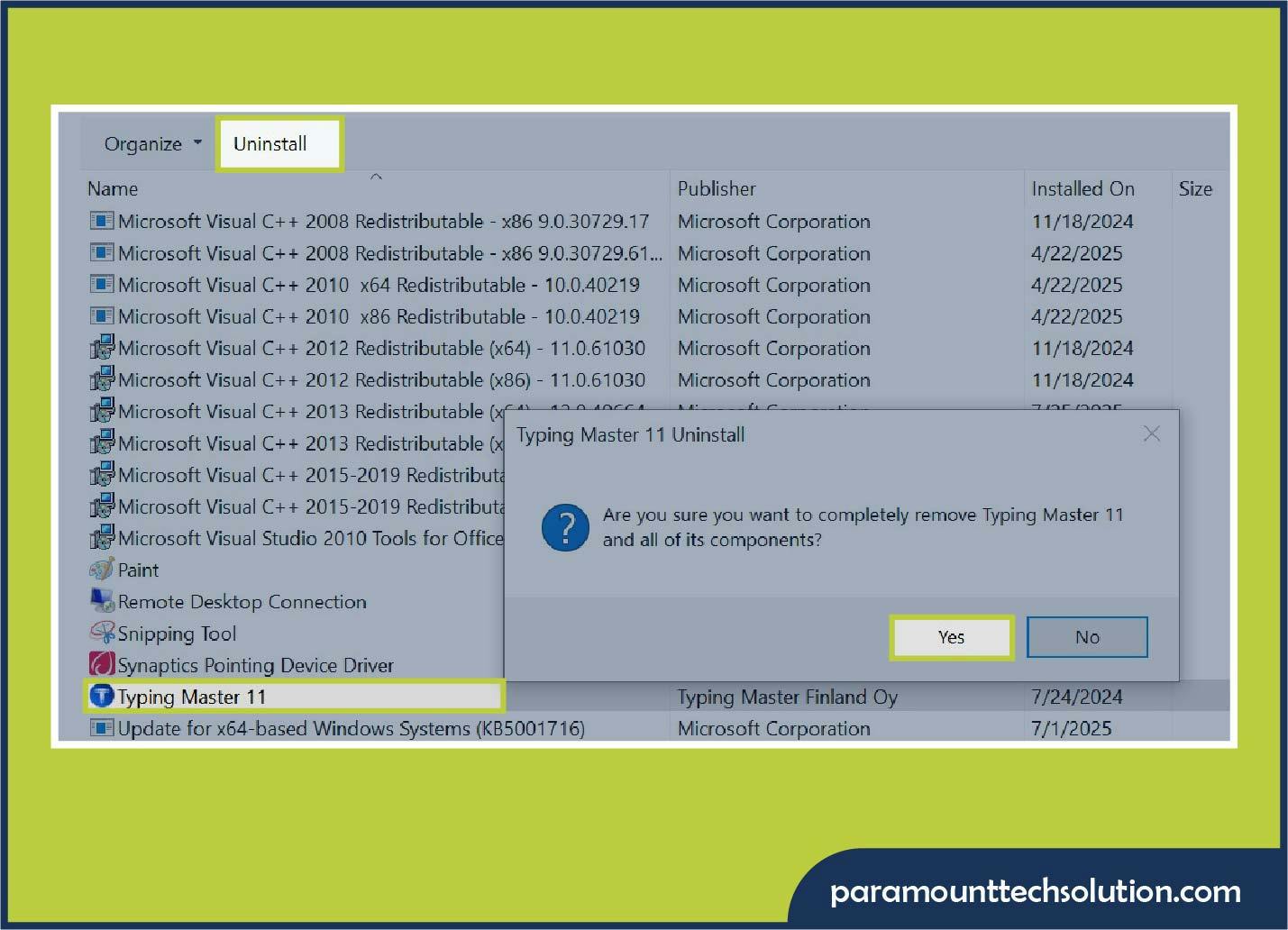 Windows 10 green panel