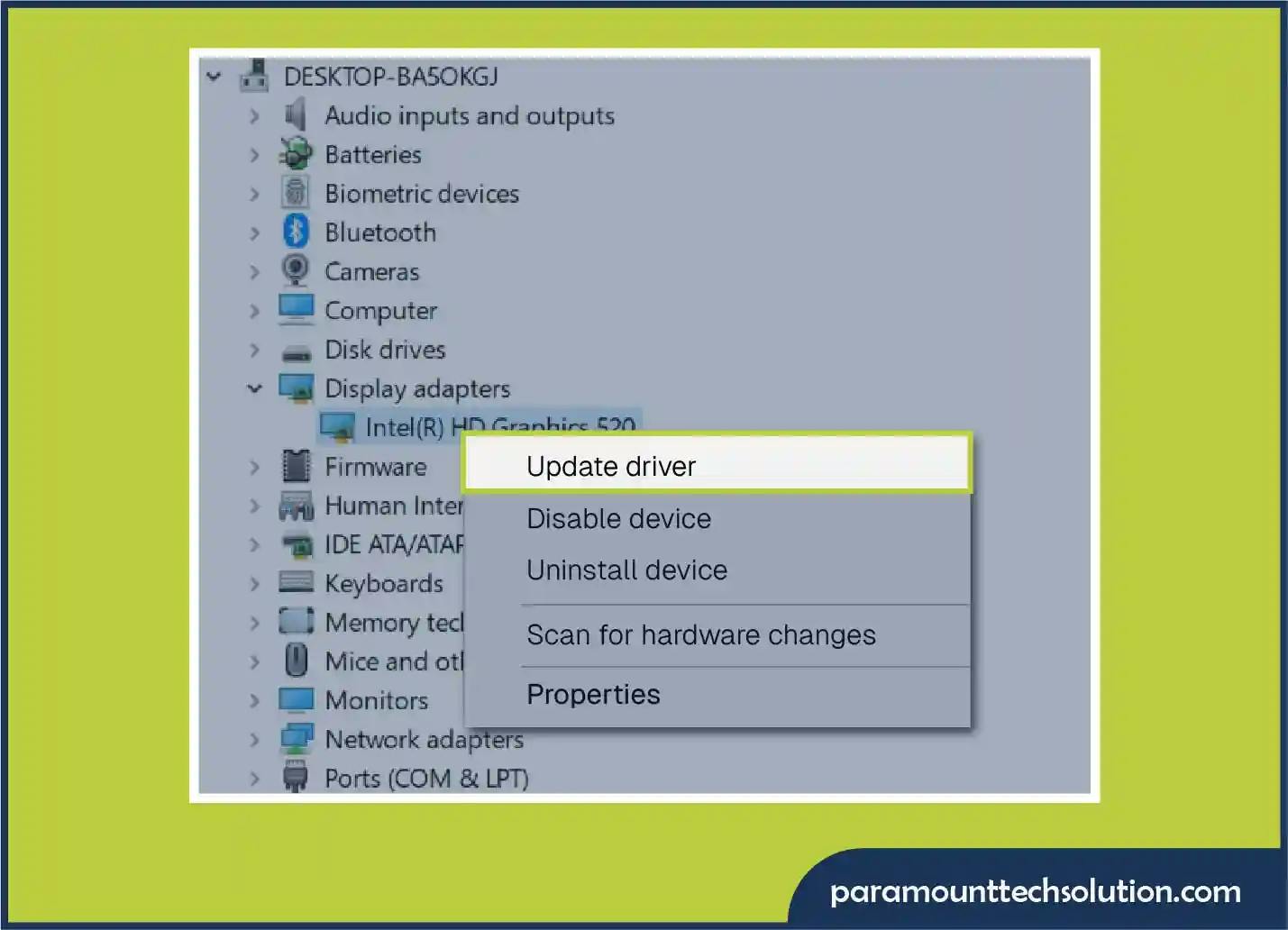 Update Graphic driver through Device Manager.