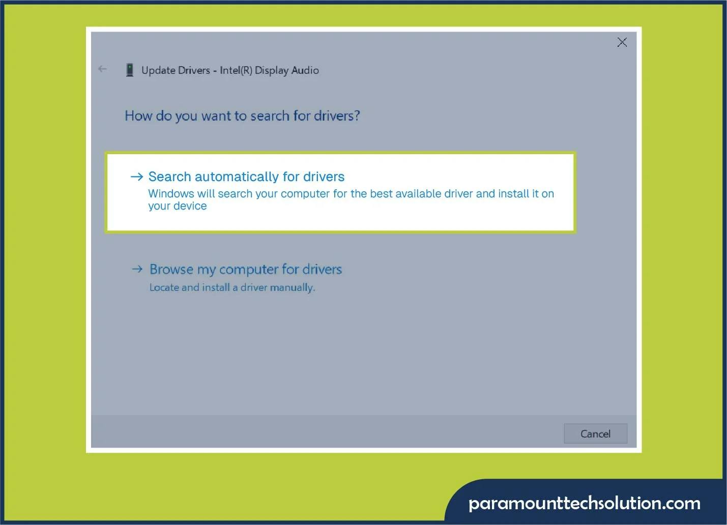 Search automatically for drivers