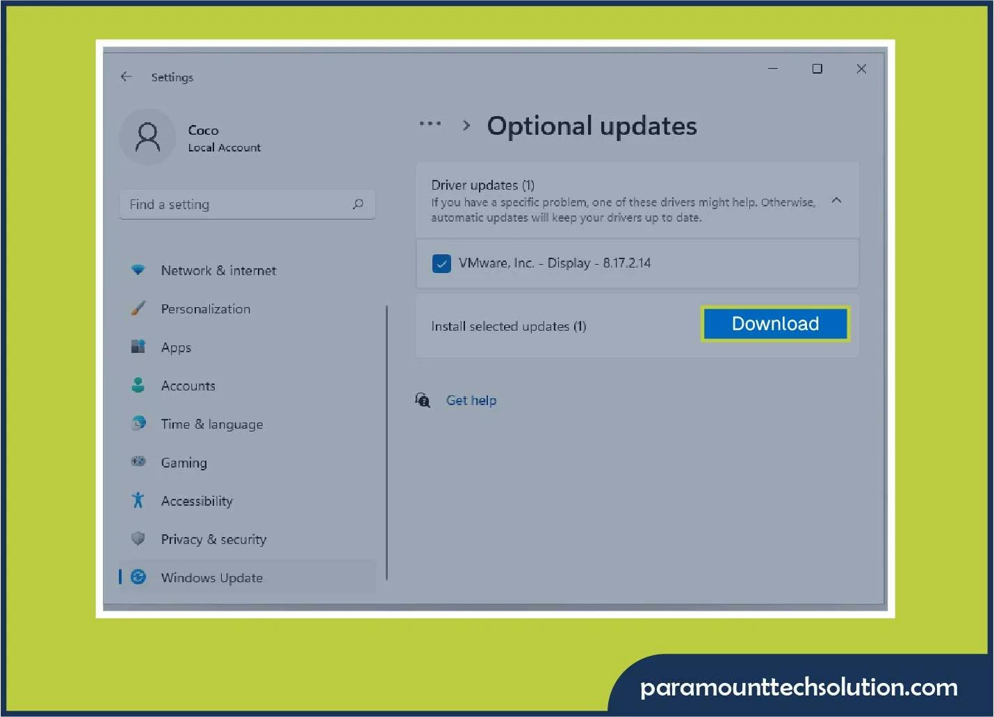 Update audio drivers through Windows updates in Windows 11