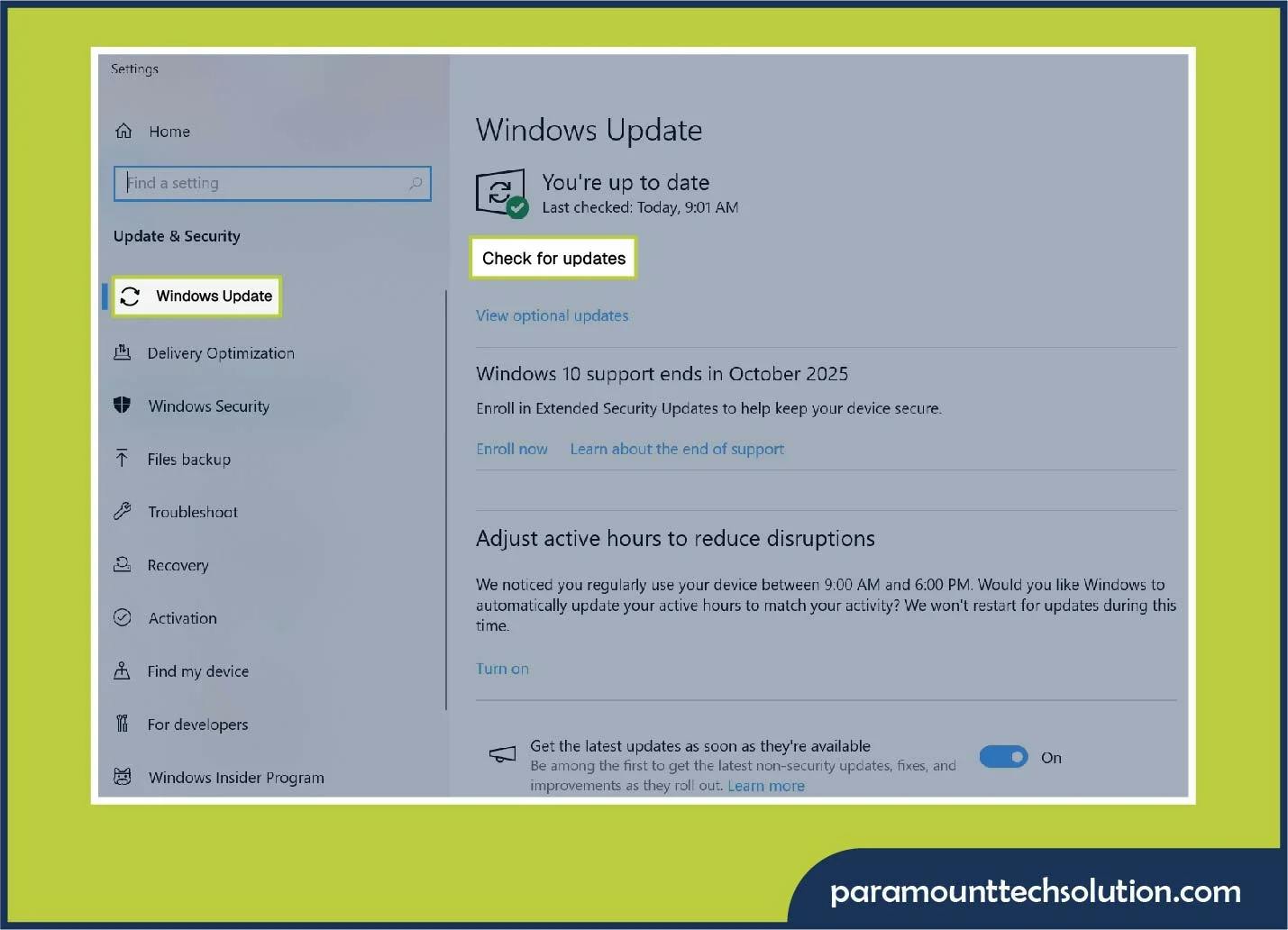 Update audio drivers through windows updates in windows 10