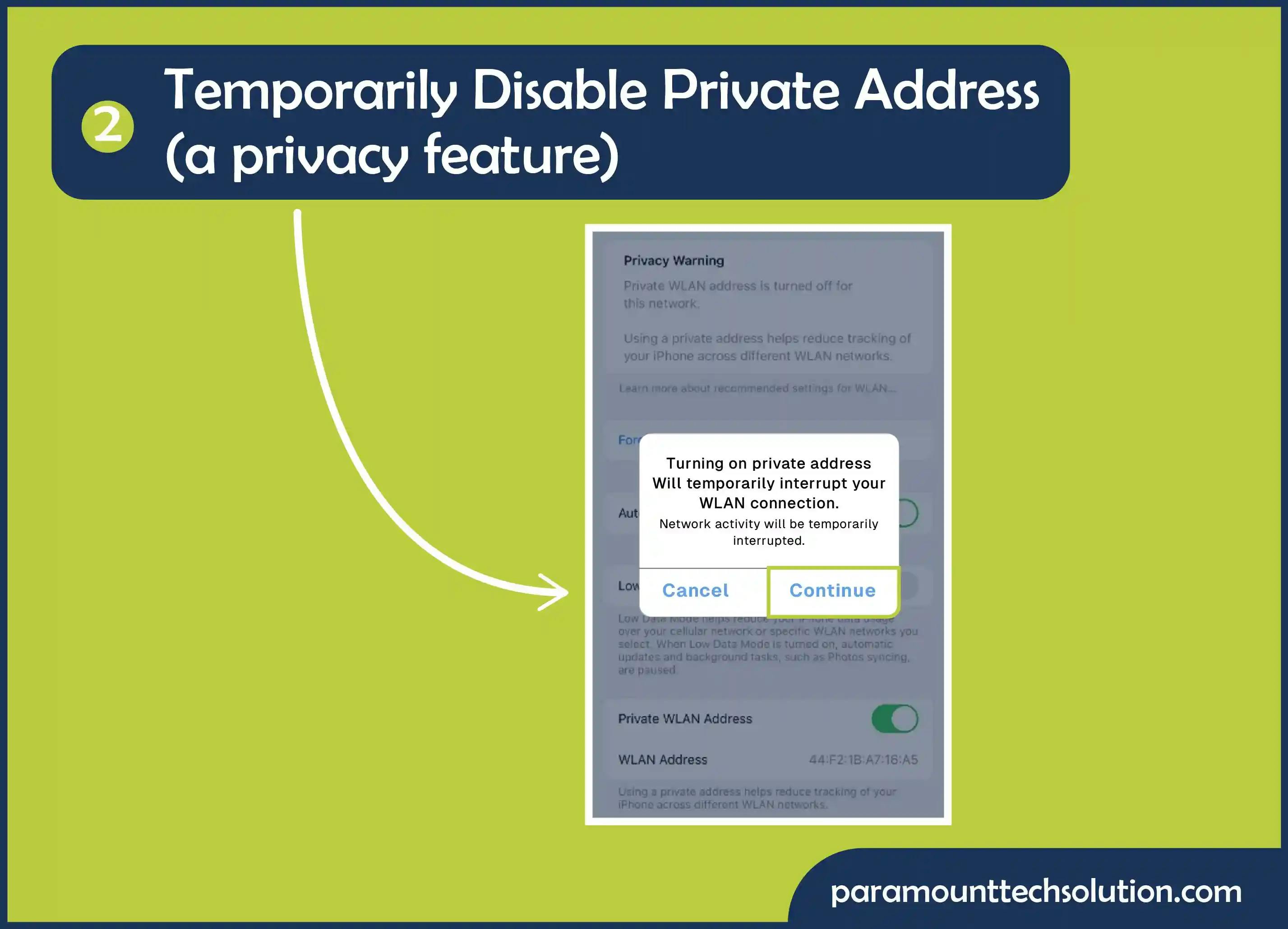WiFi Privacy Warning Wi-Fi on iPhone