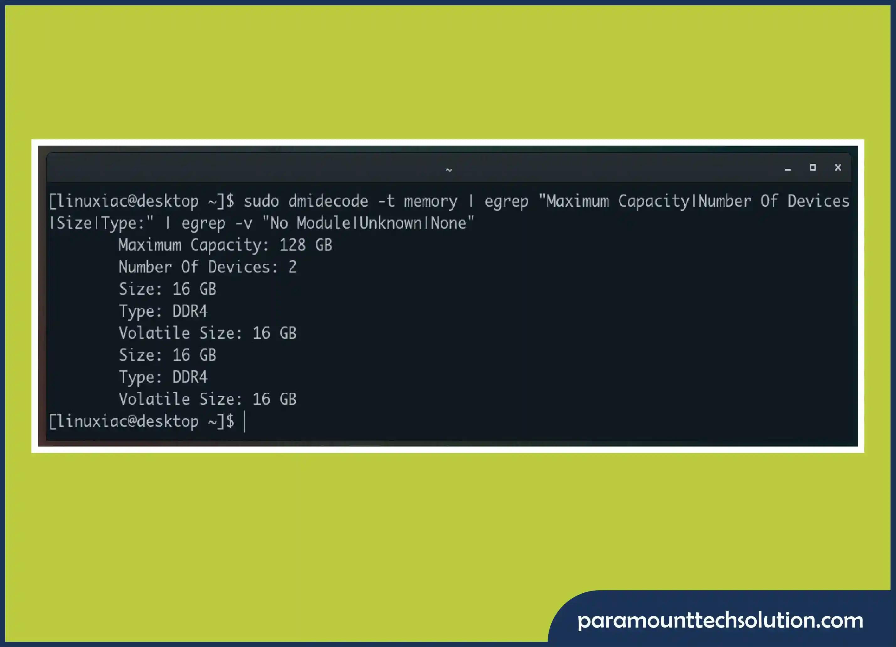 Steps to check the version of RAM on Linux