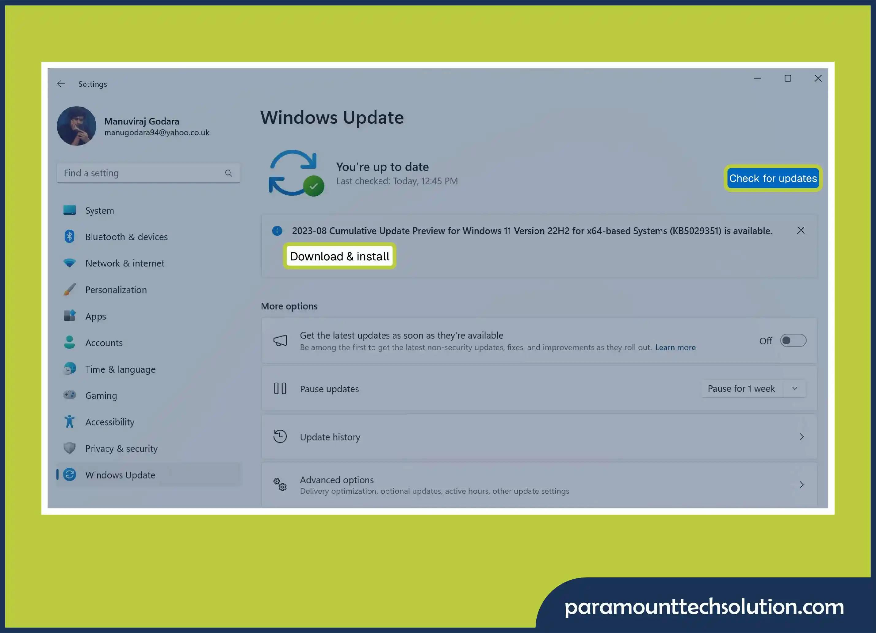 Reinstall the drivers in Windows through windows update