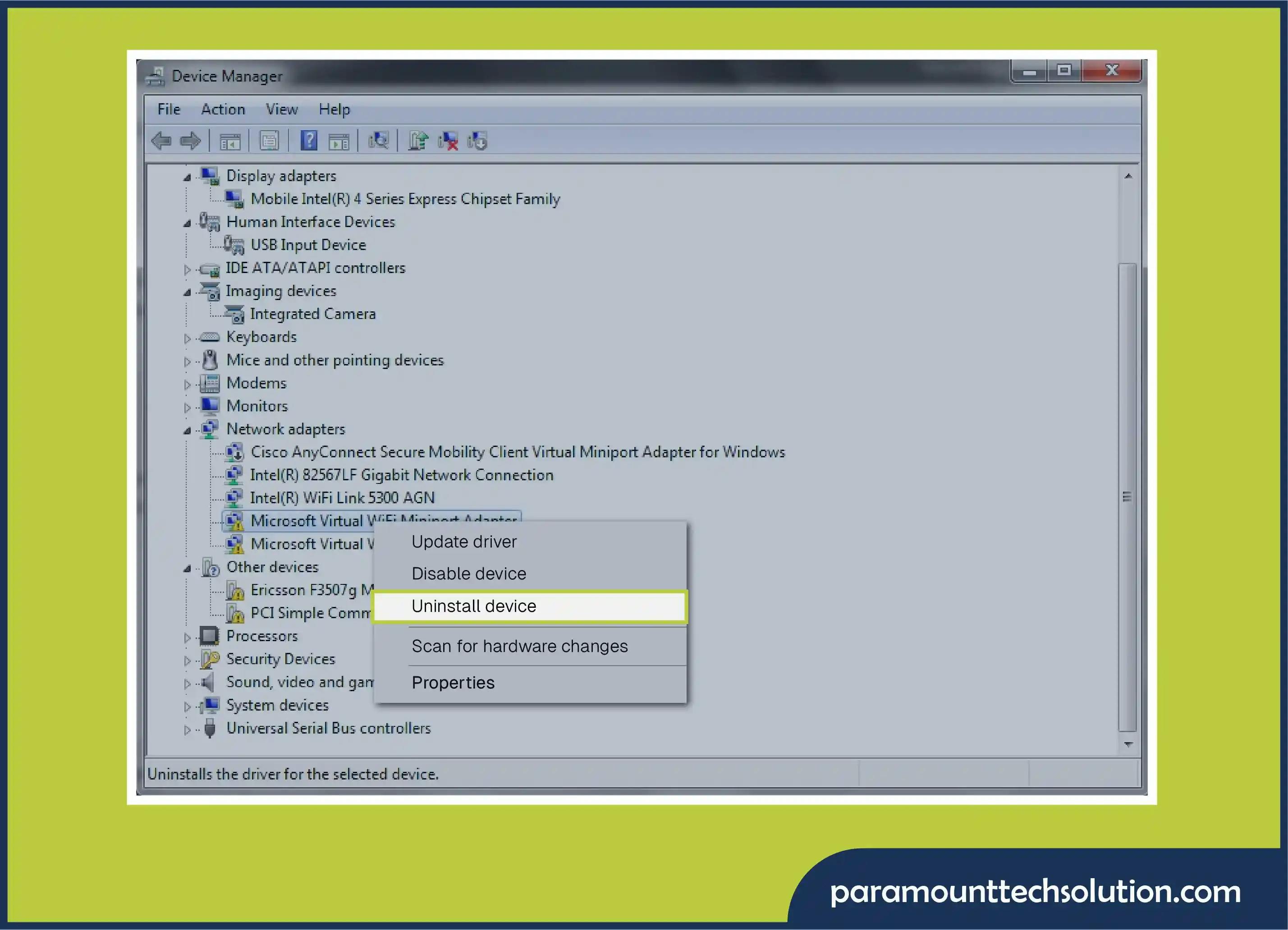Reinstall the drivers in Windows through Device Manager 