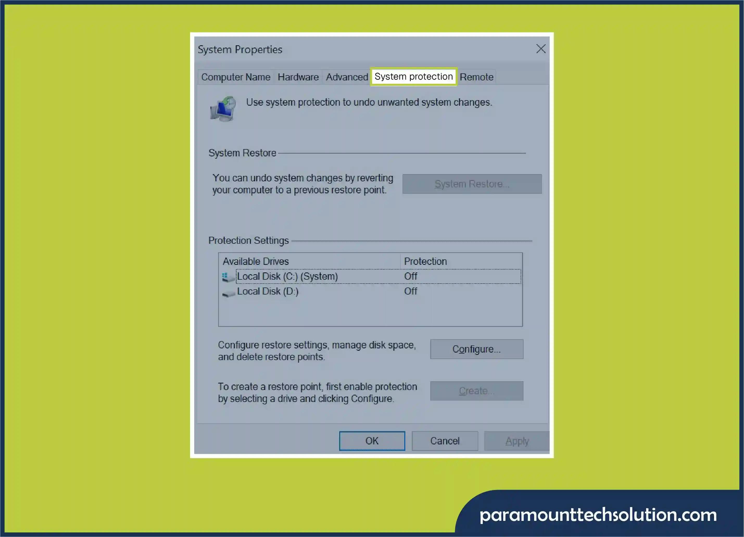 perform Windows System Restore or Reinstallation