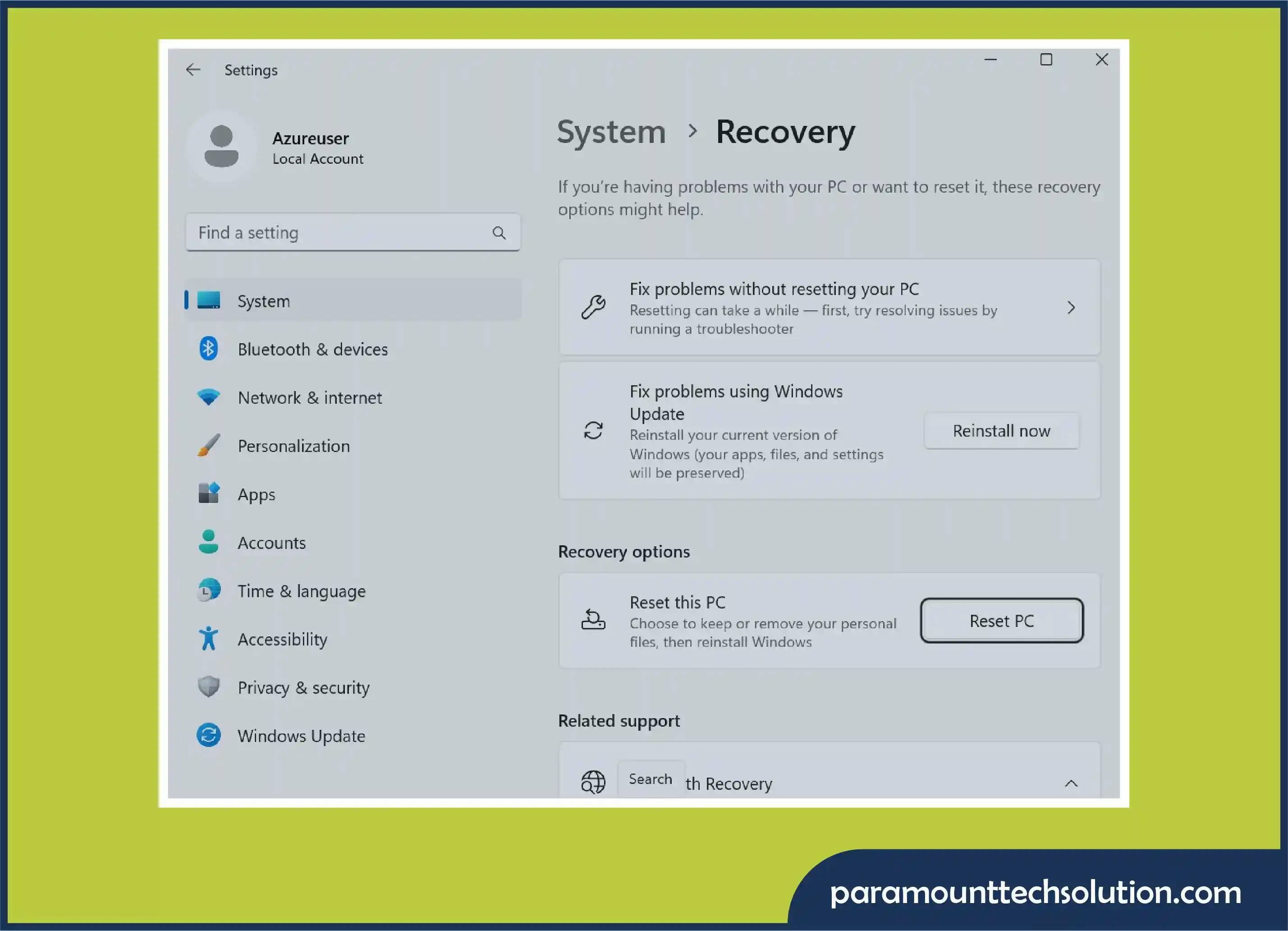 Reset or Reinstall Windows OS