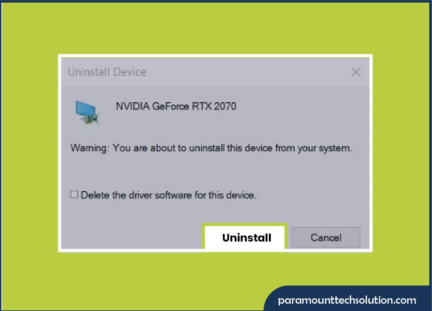 click on uninstall device